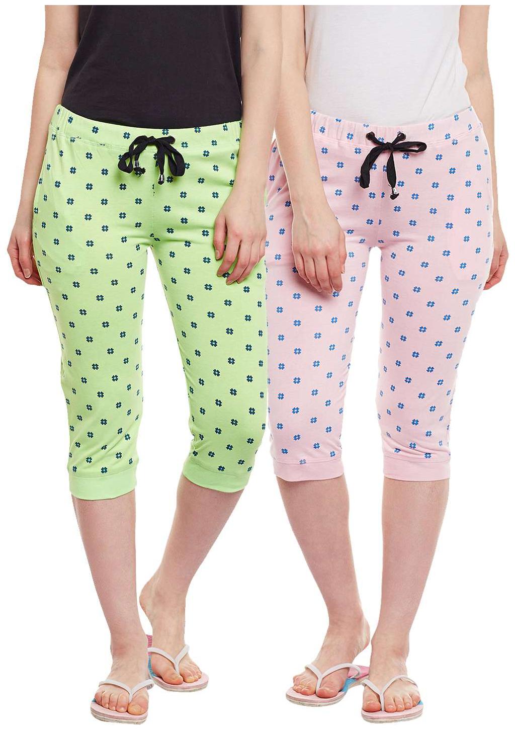 

Vimal Jonney Multicolor Cotton Capris For Women(Pack Of 2)