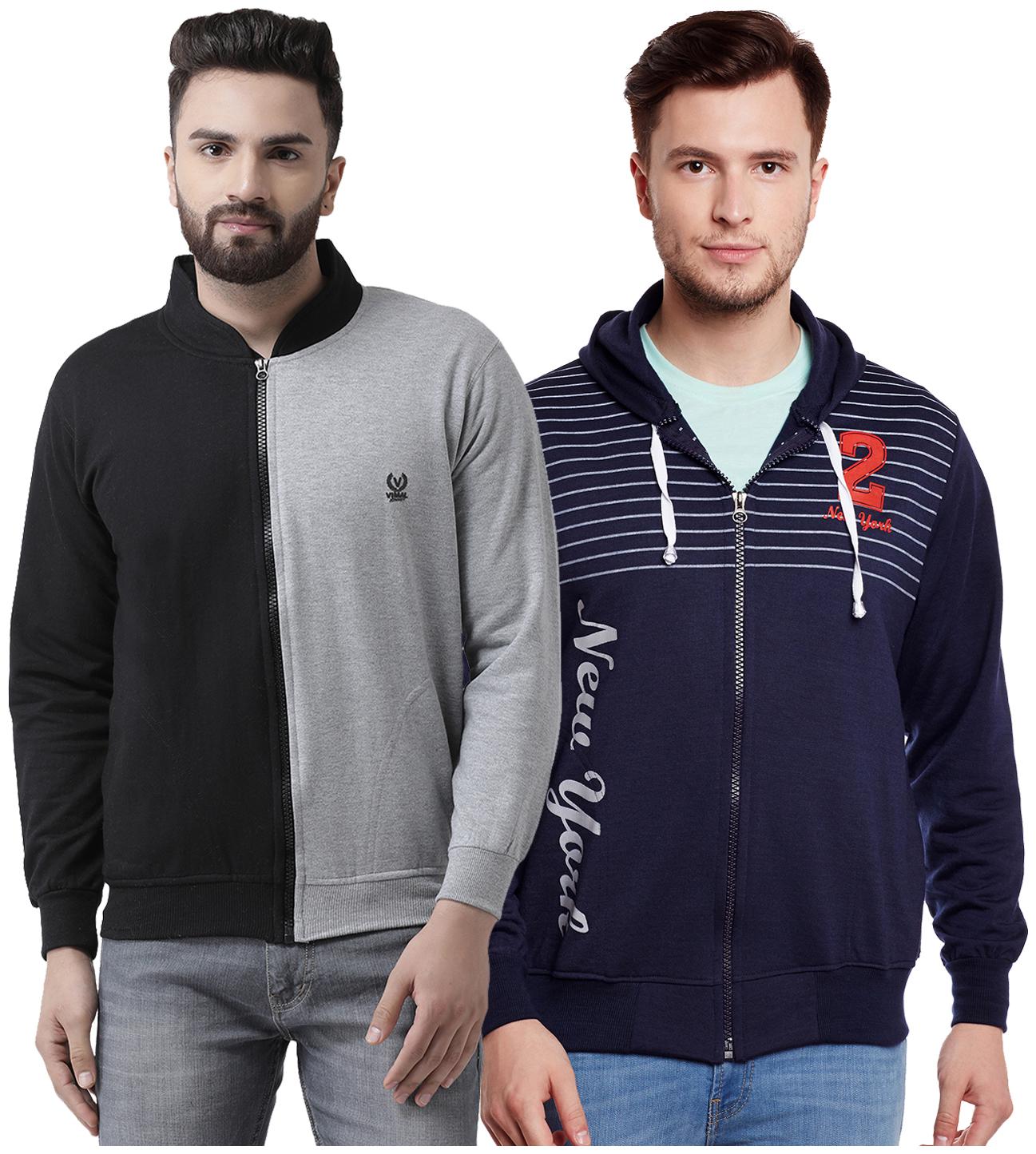 

VIMAL JONNEY Multicolor Cotton Sweatshirts For Men(Pack Of 2)