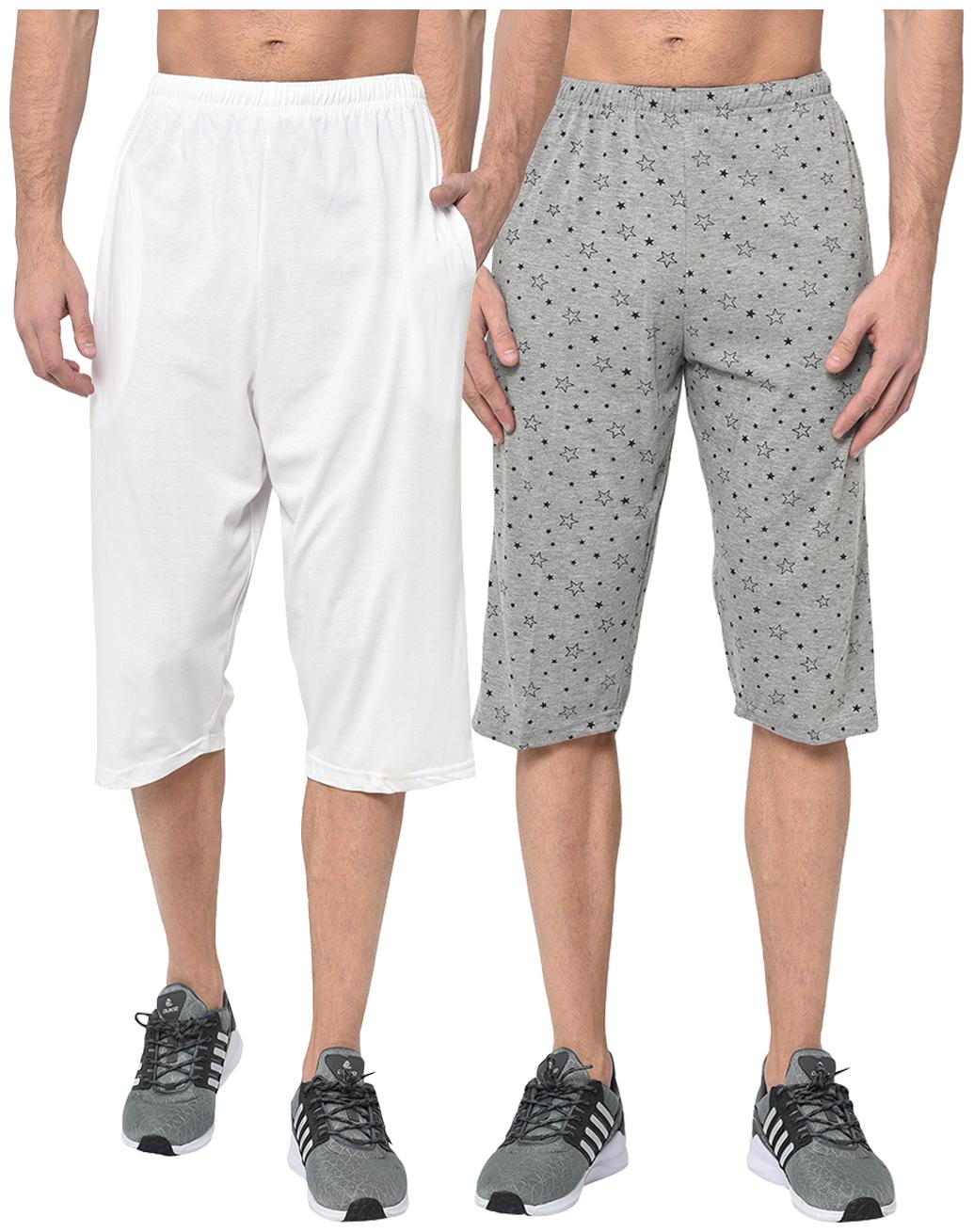 

VIMAL JONNEY Men White Grey Regular Fit Regular Shorts
