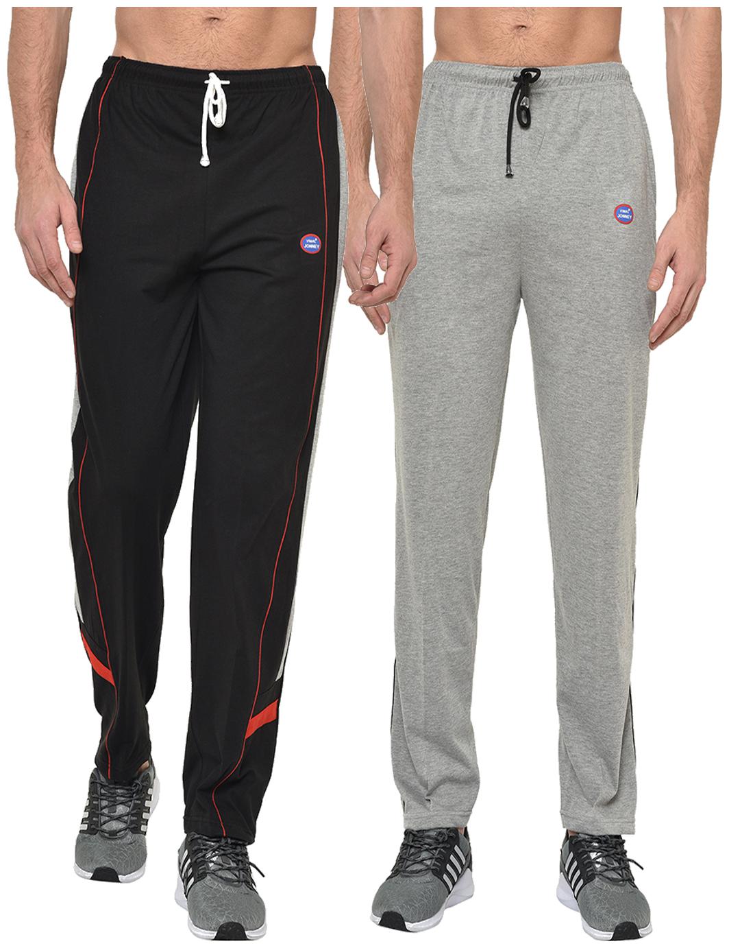 

VIMAL JONNEY Men Black Grey Solid Regular fit Track pants