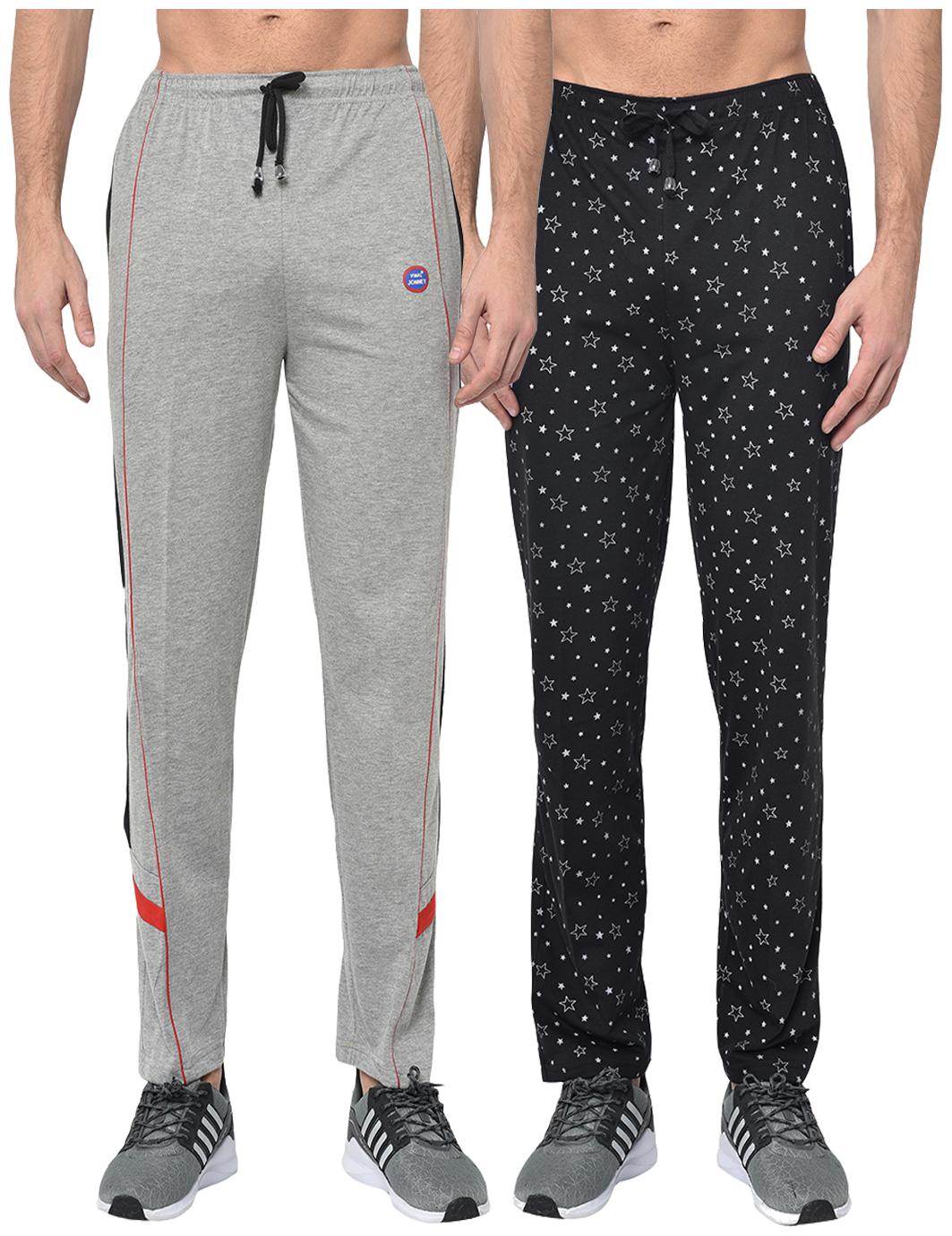 

VIMAL JONNEY Cotton Blend Printed Black Grey Track Pants For Men
