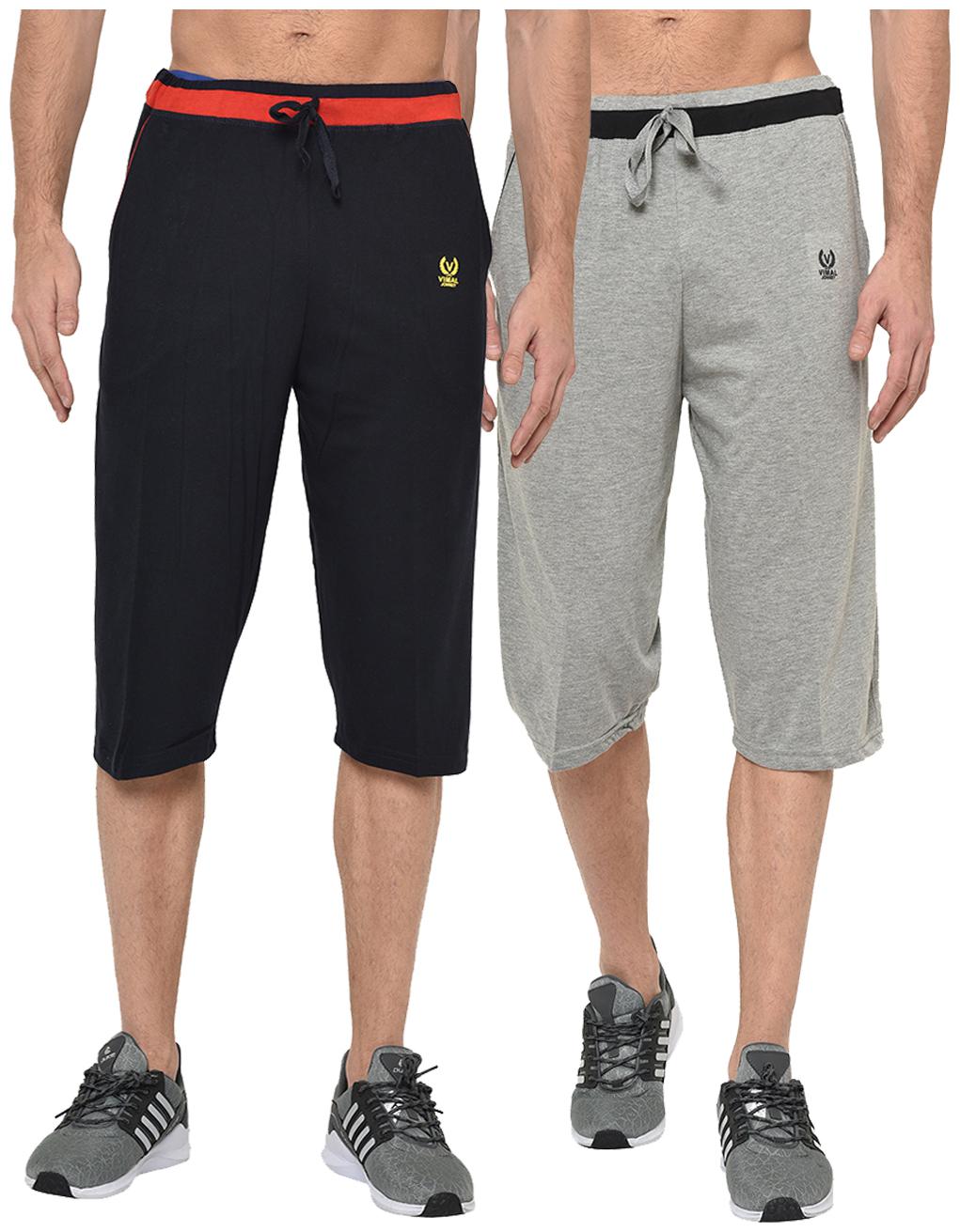 

VIMAL JONNEY Men Grey Black Regular Fit Regular Shorts
