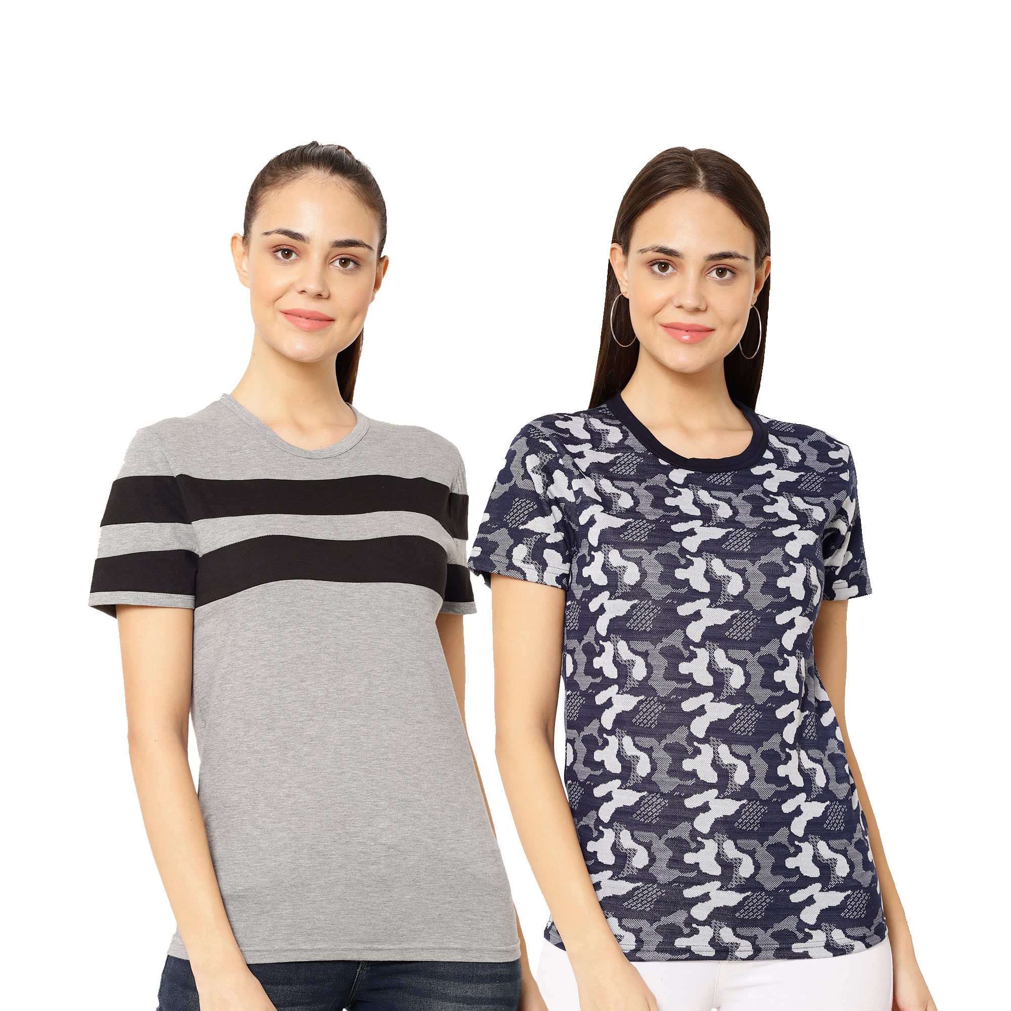 

VIMAL JONNEY Women Multi Regular fit Round neck Cotton T shirt