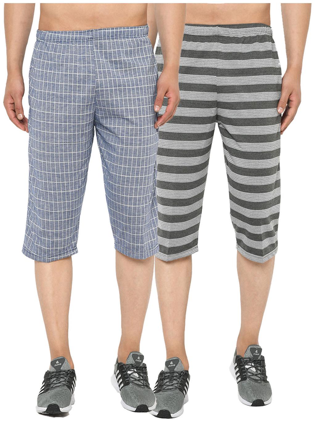 

VIMAL JONNEY Men Blue Grey Regular Fit Regular Shorts