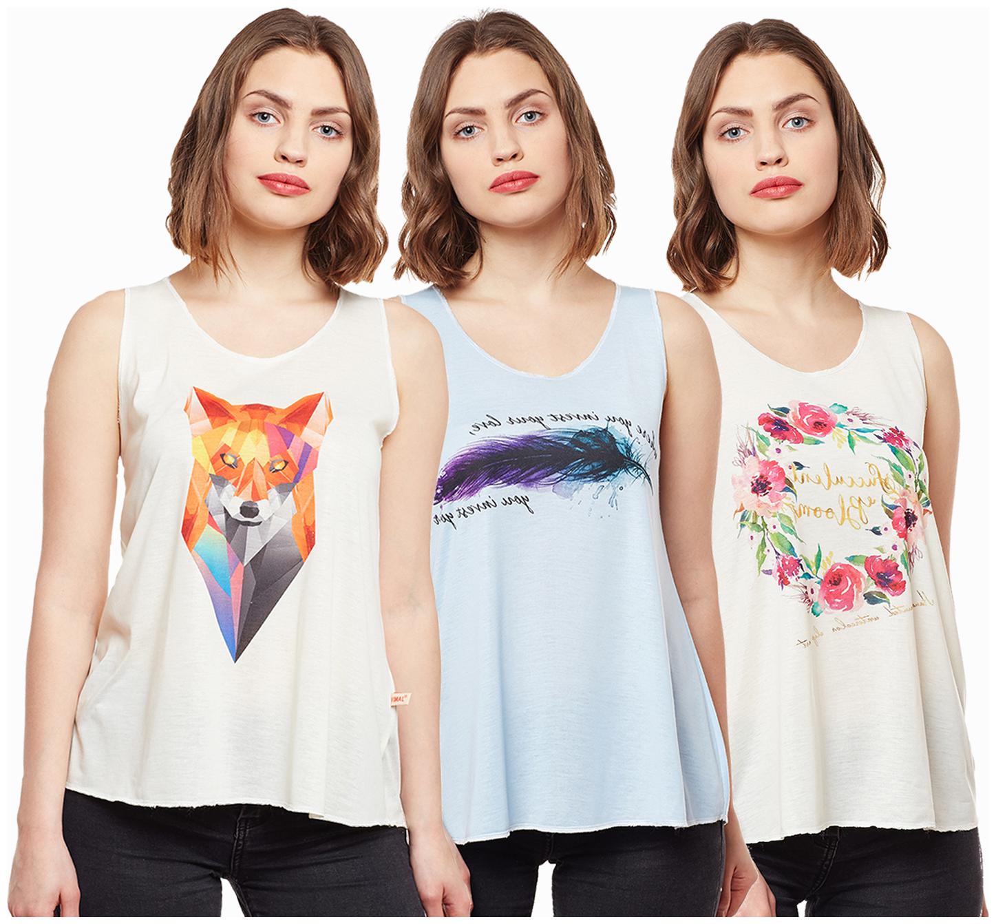 

Vimal Jonney Multicolor Cotton Tops Women(Pack Of 3)