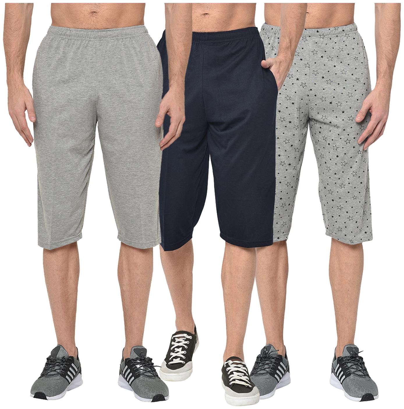 

VIMAL JONNEY Men Grey Navy Blue Regular Fit Regular Shorts