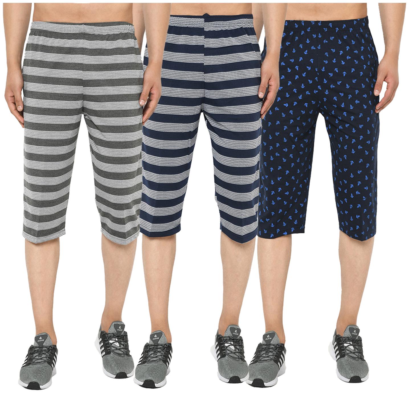 

VIMAL JONNEY Men Grey Navy Blue Regular Fit Regular Shorts