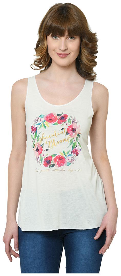 

VIMAL JONNEY Women Cream Regular fit U neck Cotton Tank top