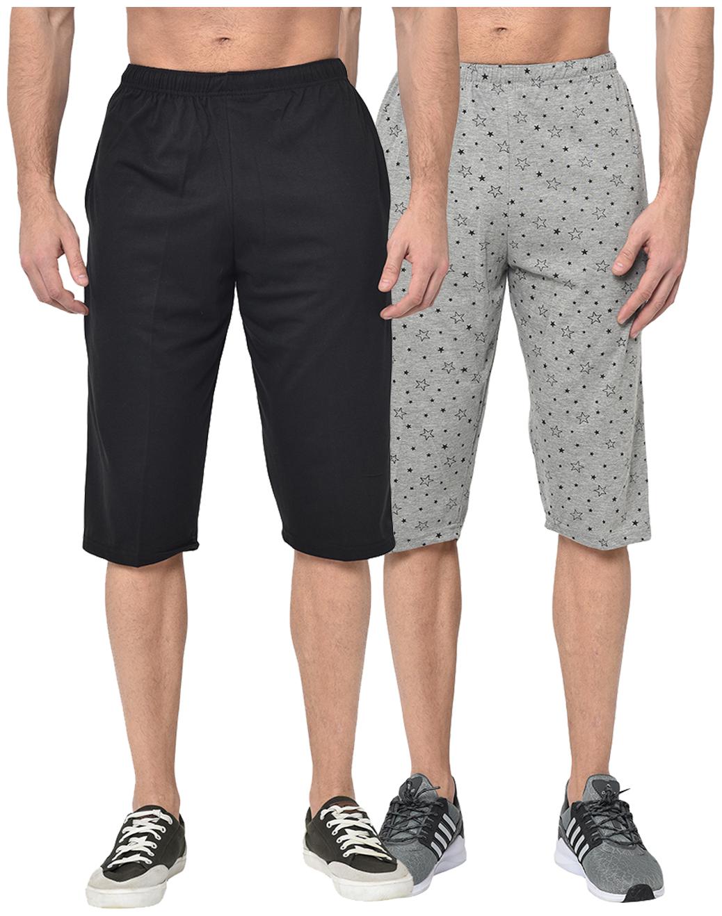 

VIMAL JONNEY Men Black Grey Regular Fit Regular Shorts