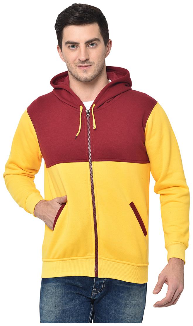 

VIMAL JONNEY Men Yellow Red Hooded Hoodie