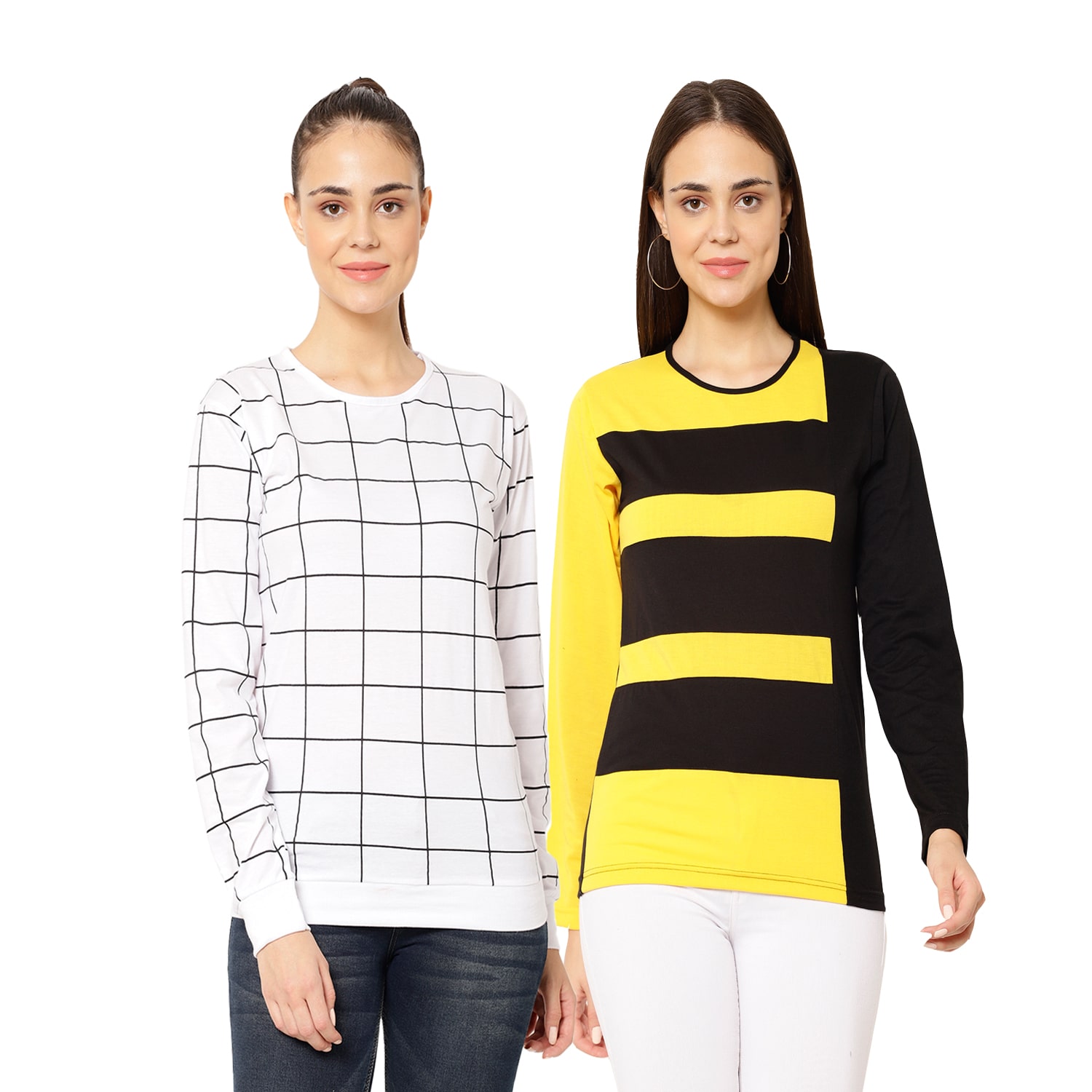 

VIMAL JONNEY Women Multi Regular fit Round neck Cotton T shirt