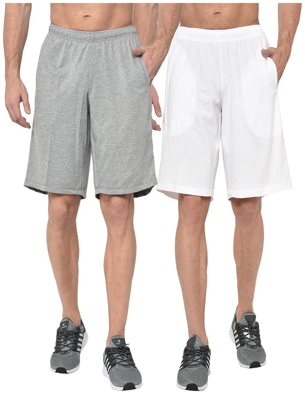 

VIMAL JONNEY Men Grey White Regular Fit Regular Shorts