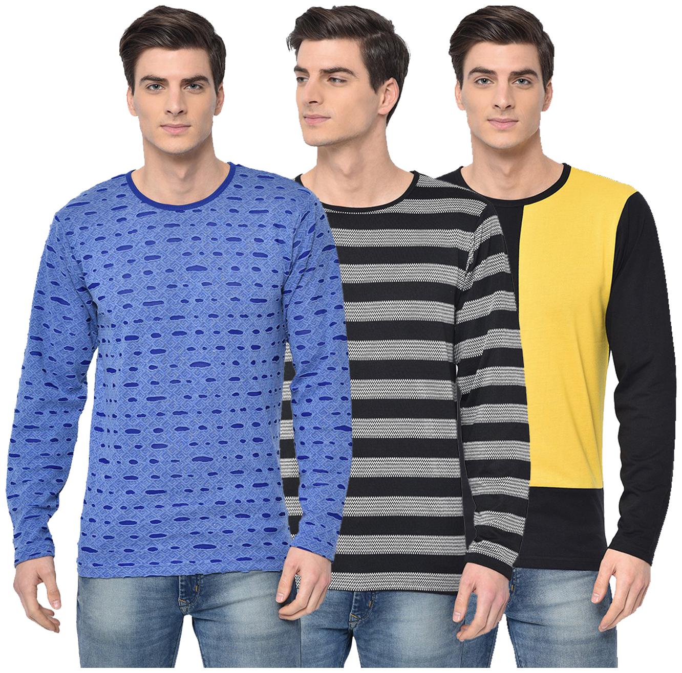 

VIMAL JONNEY Men Multi Regular fit Cotton Blend Round neck T-Shirt - Pack Of 3