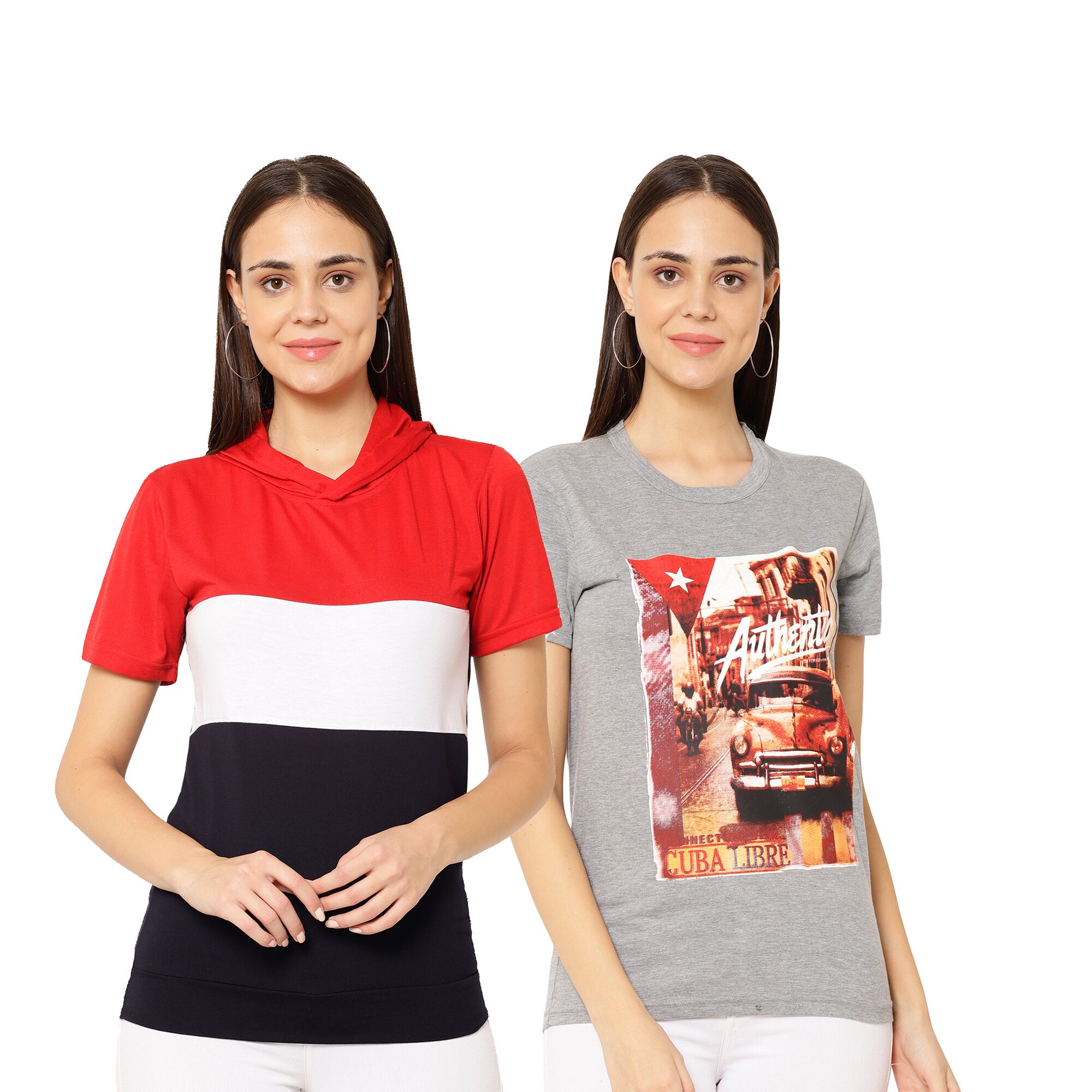 

VIMAL JONNEY Women Multi Regular fit Round neck Cotton T shirt