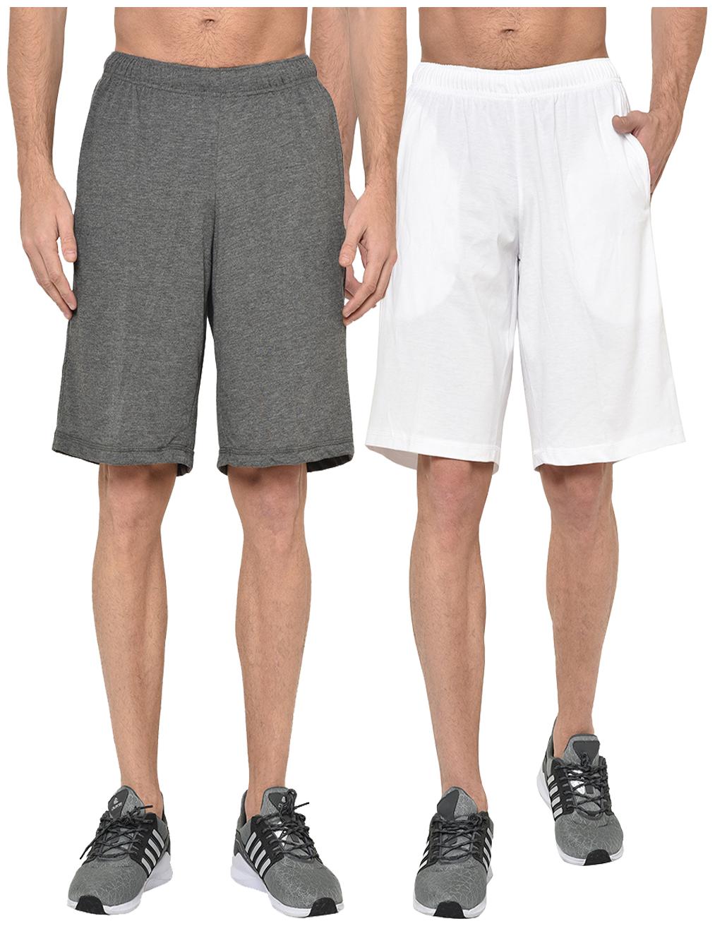

VIMAL JONNEY Men Grey White Regular Fit Regular Shorts