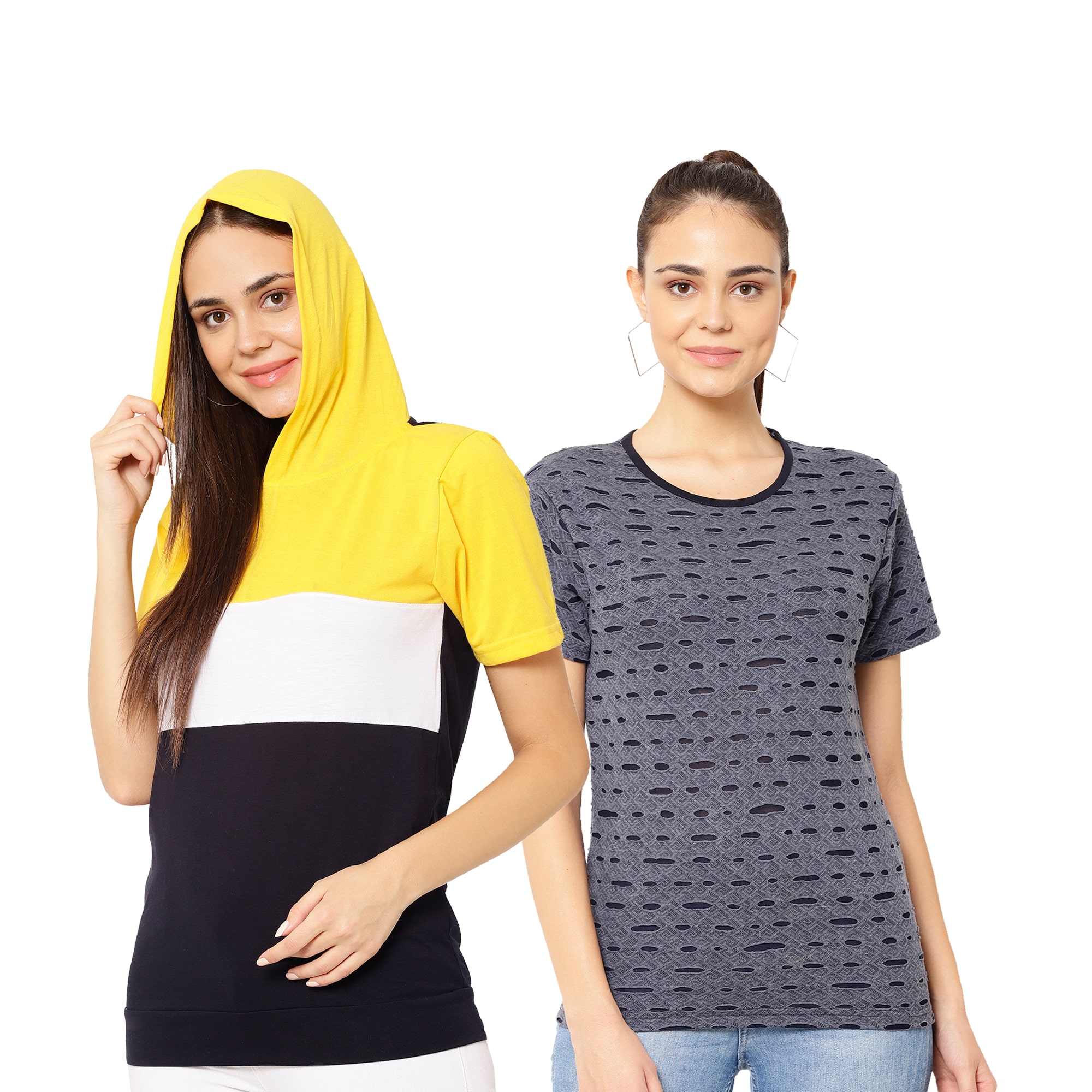 

VIMAL JONNEY Women Multi Regular fit Round neck Cotton T shirt