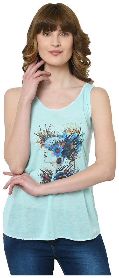 

VIMAL JONNEY Women Green Regular fit U neck Cotton Tank top