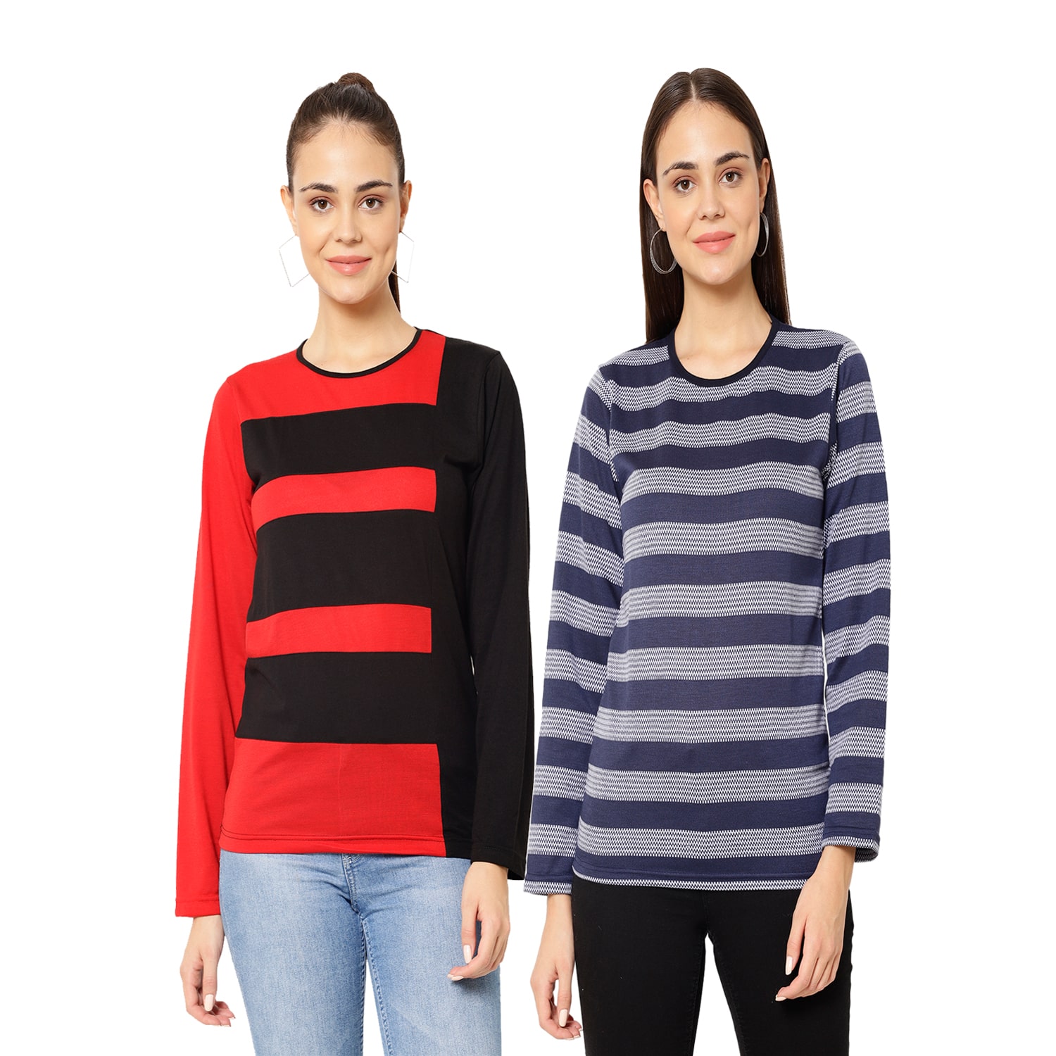 

VIMAL JONNEY Women Multi Regular fit Round neck Cotton T shirt