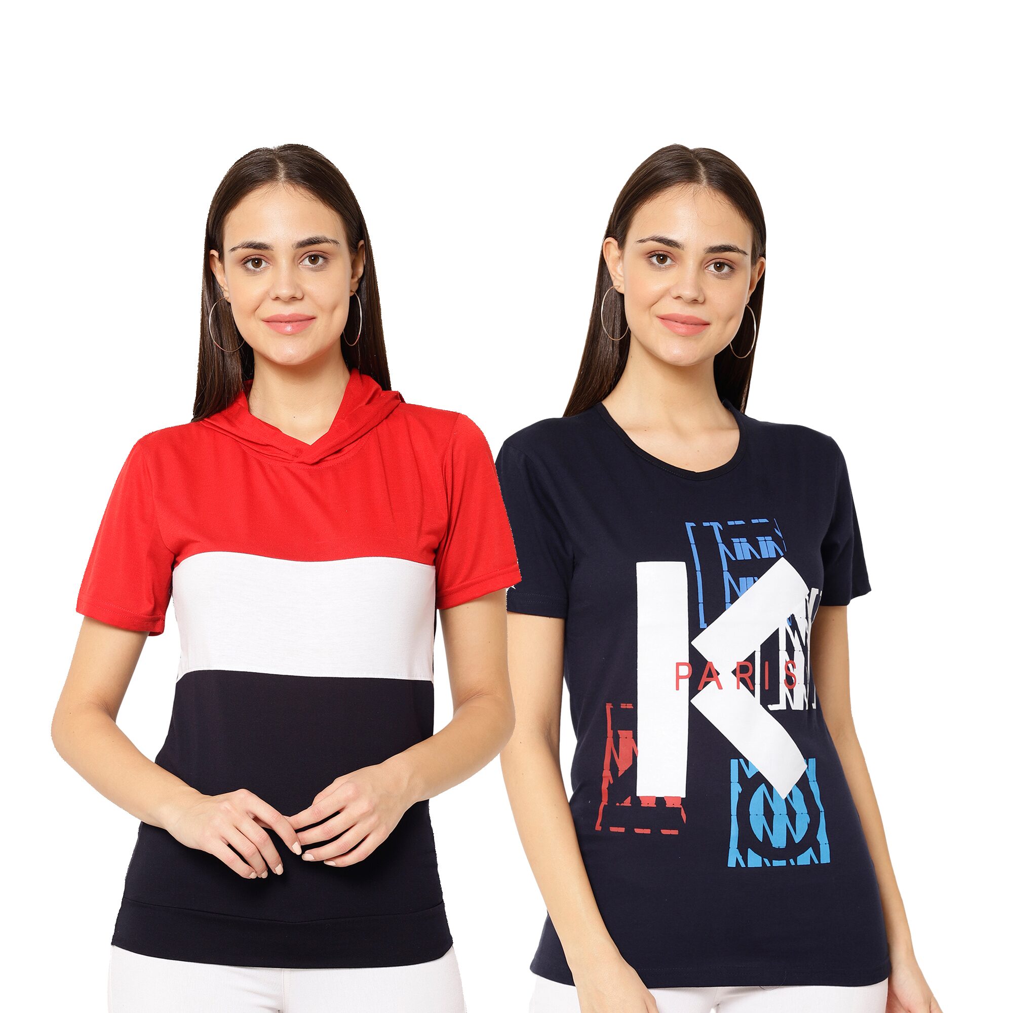 

VIMAL JONNEY Women Multi Regular fit Round neck Cotton T shirt