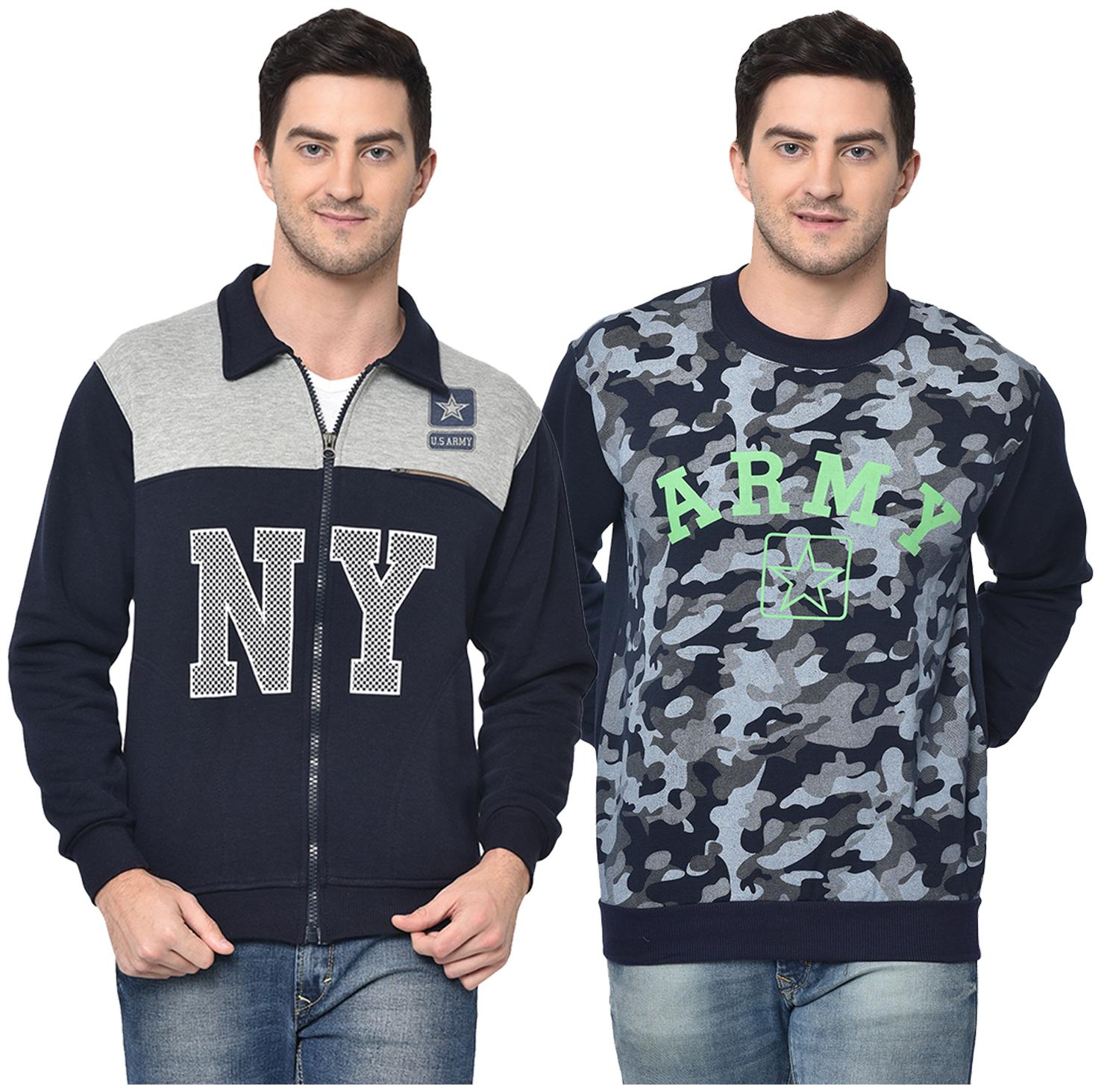 

VIMAL JONNEY Men Blue Grey Round neck Sweatshirt