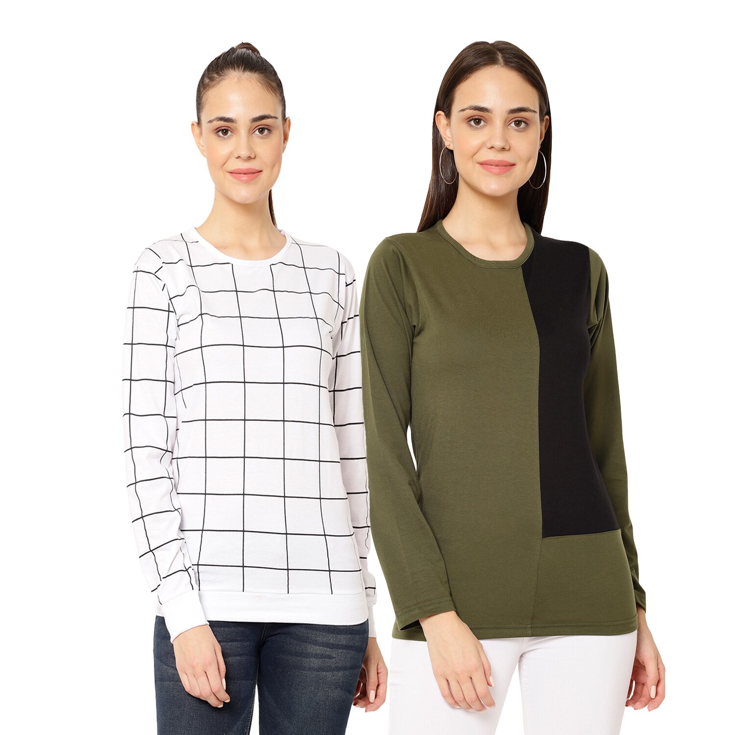 

VIMAL JONNEY Women Multi Regular fit Round neck Cotton T shirt