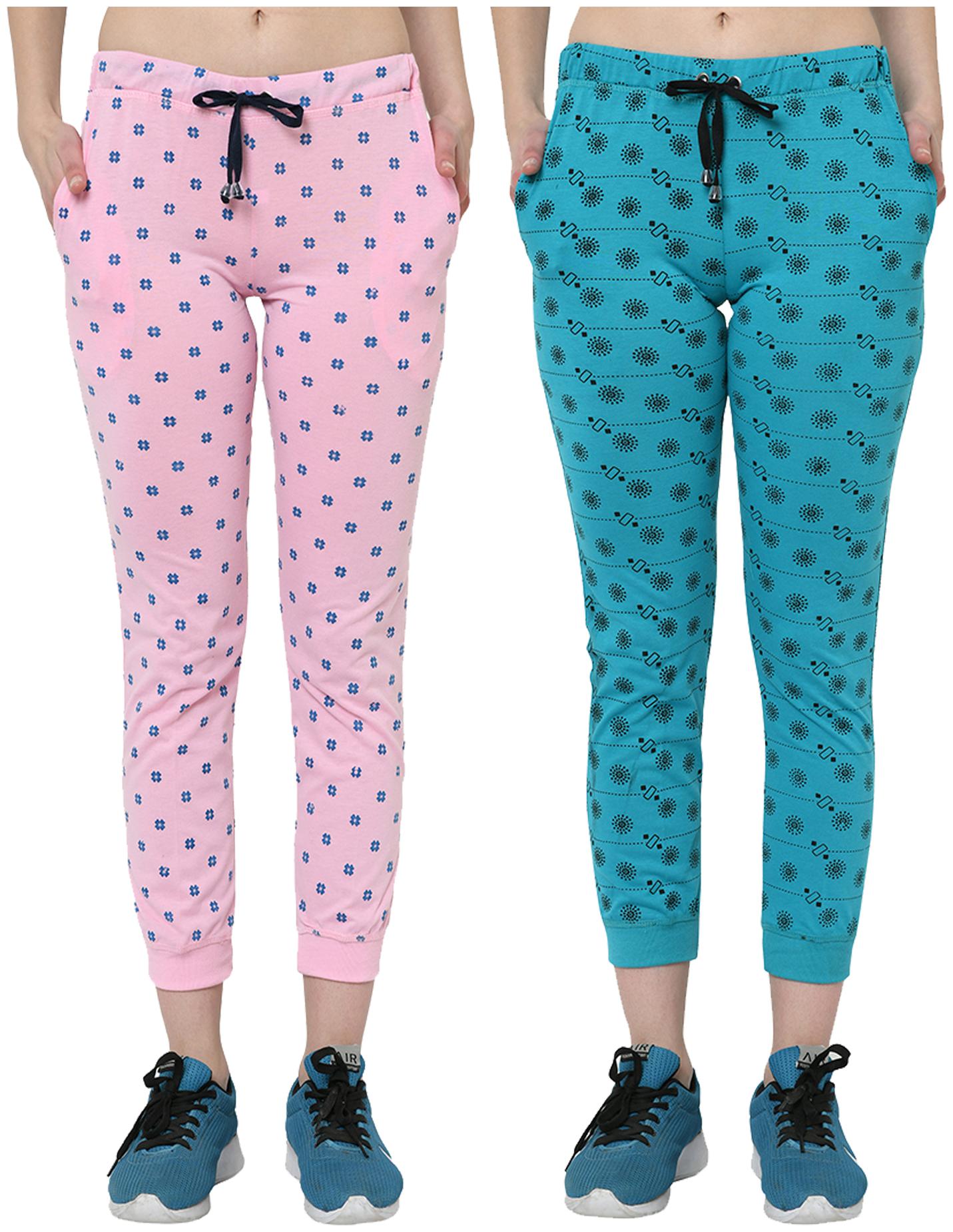 

VIMAL JONNEY Women Cotton Blend Printed Pink Blue Joggers