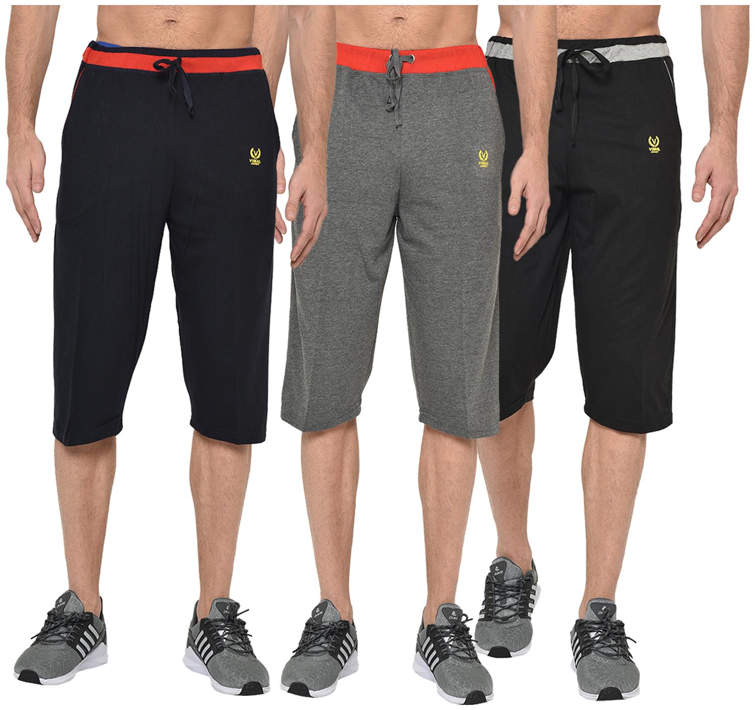 

VIMAL JONNEY Men Black Grey Regular Fit Regular Shorts