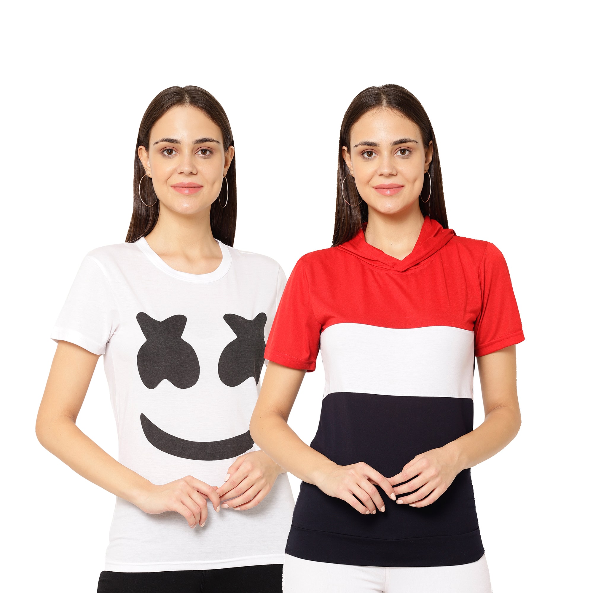

VIMAL JONNEY Women Multi Regular fit Round neck Cotton T shirt
