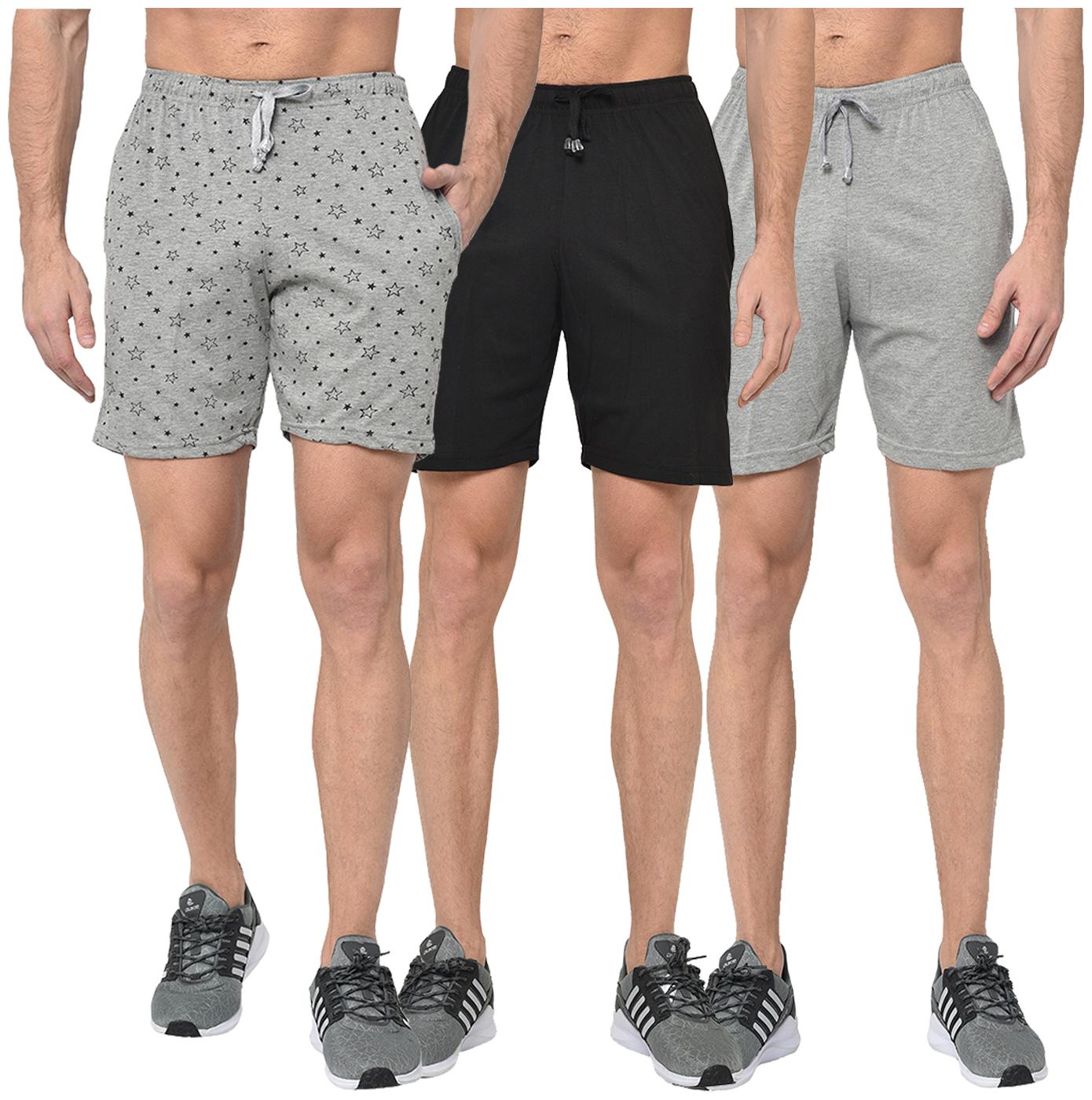 

VIMAL JONNEY Men Grey Black Regular Fit Regular Shorts
