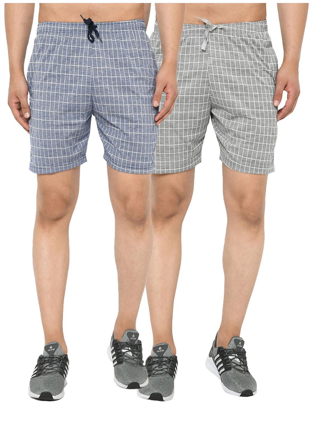 

VIMAL JONNEY Men Blue Grey Regular Fit Regular Shorts