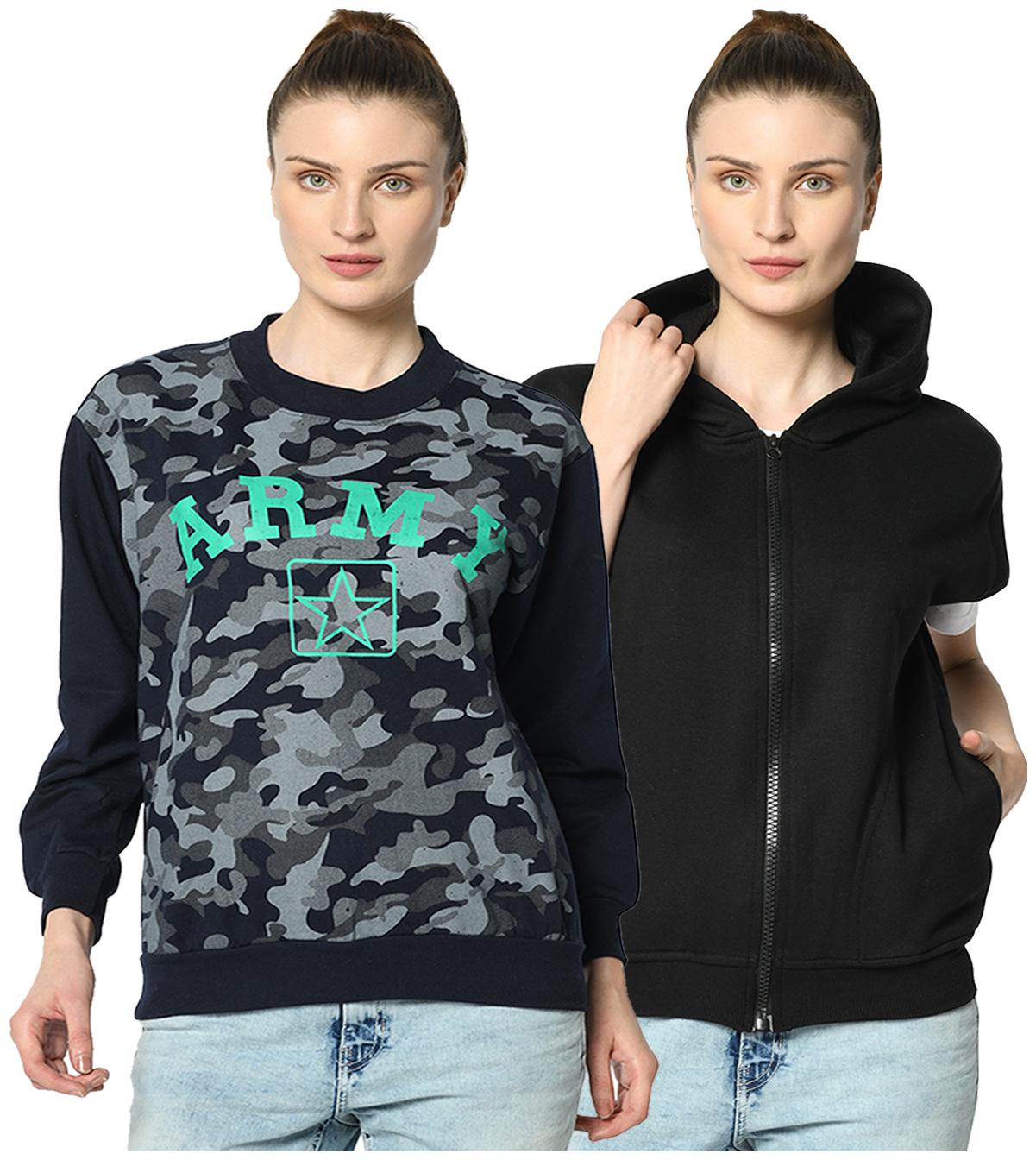 

VIMAL JONNEY Women Camouflage Sweatshirt - Black Blue