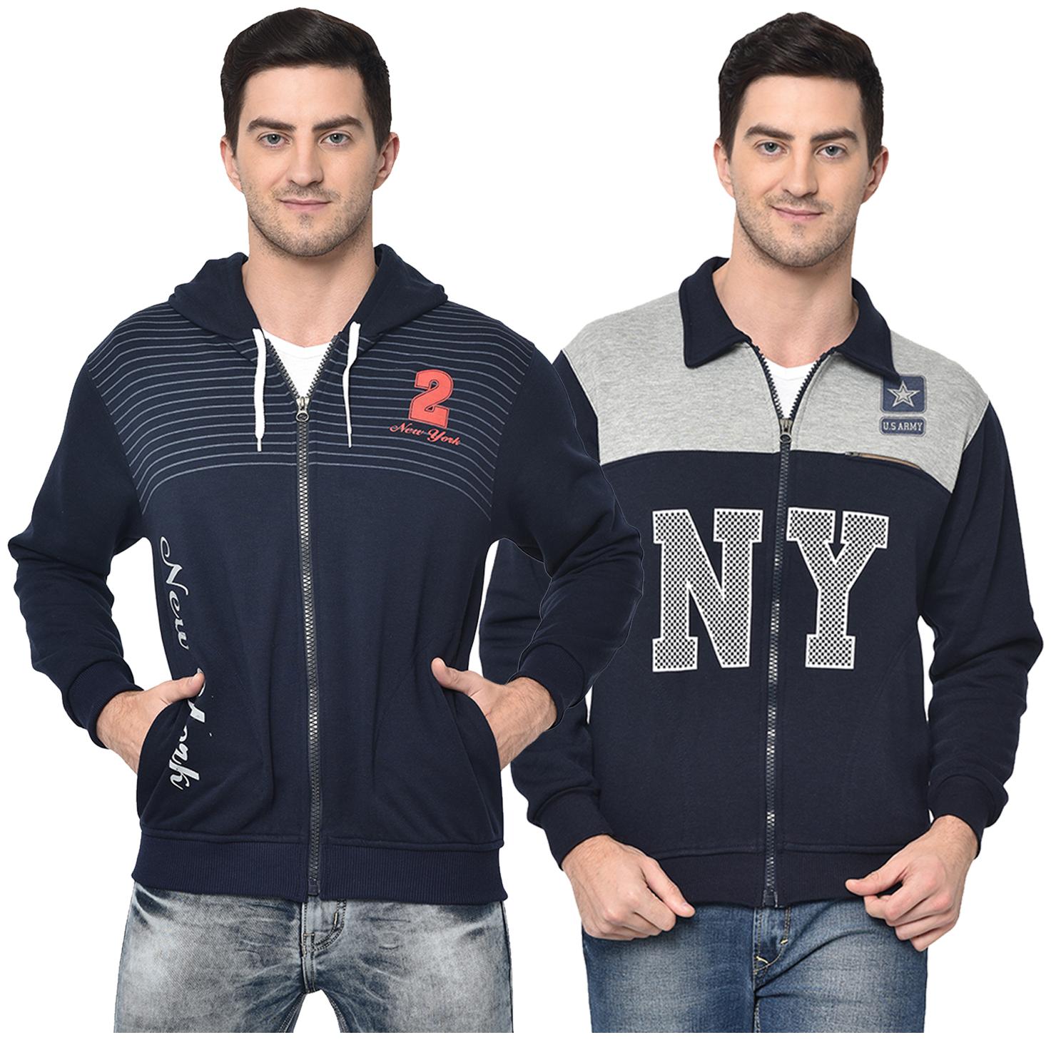 

VIMAL JONNEY Men Blue Grey Hooded Hoodie