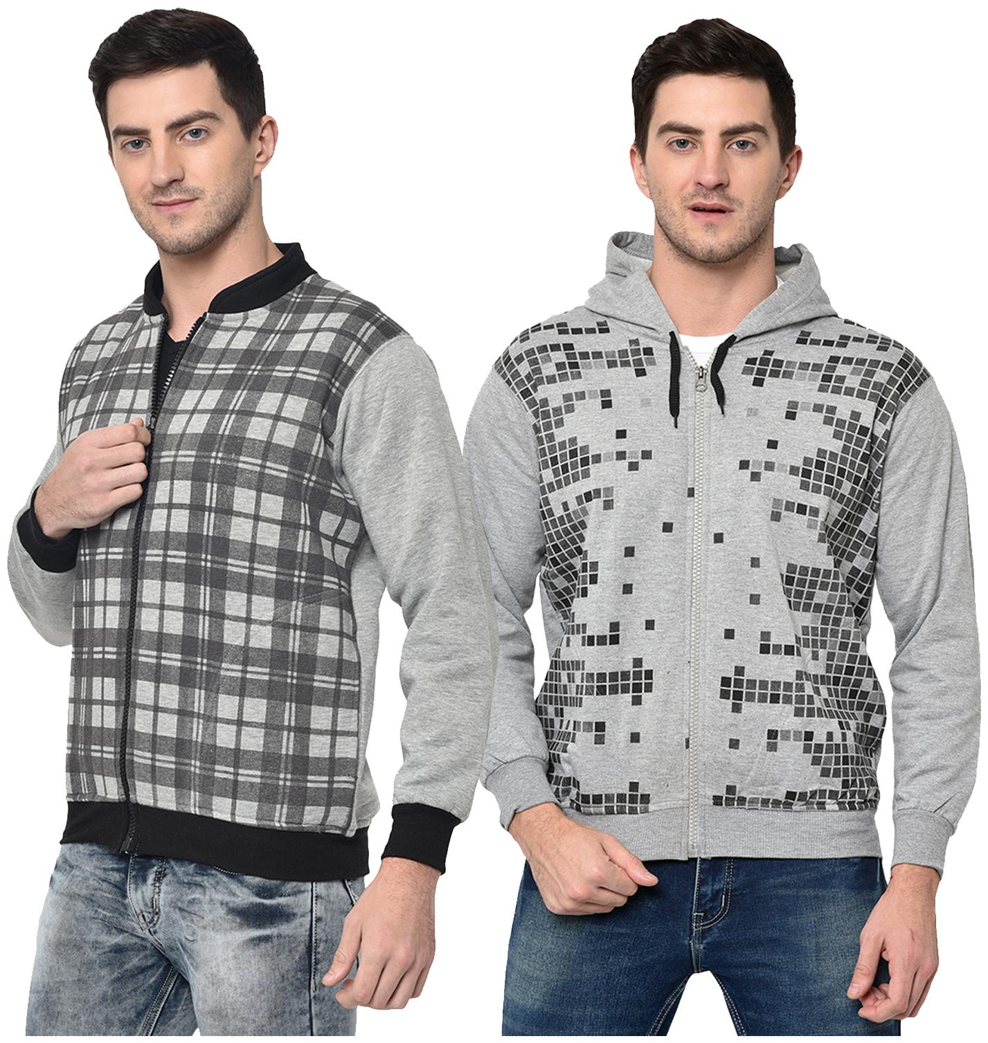 

VIMAL JONNEY Cotton Blend Checked Grey Color Sweatshirt For Men (Pack Of 2)