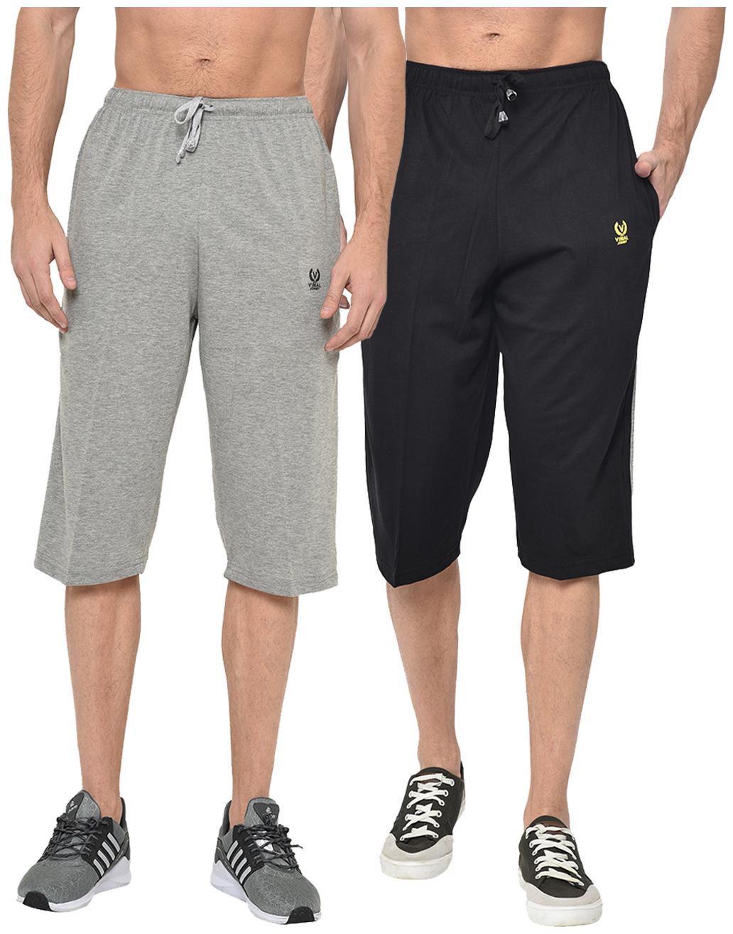 

VIMAL JONNEY Men Black Grey Regular Fit Regular Shorts