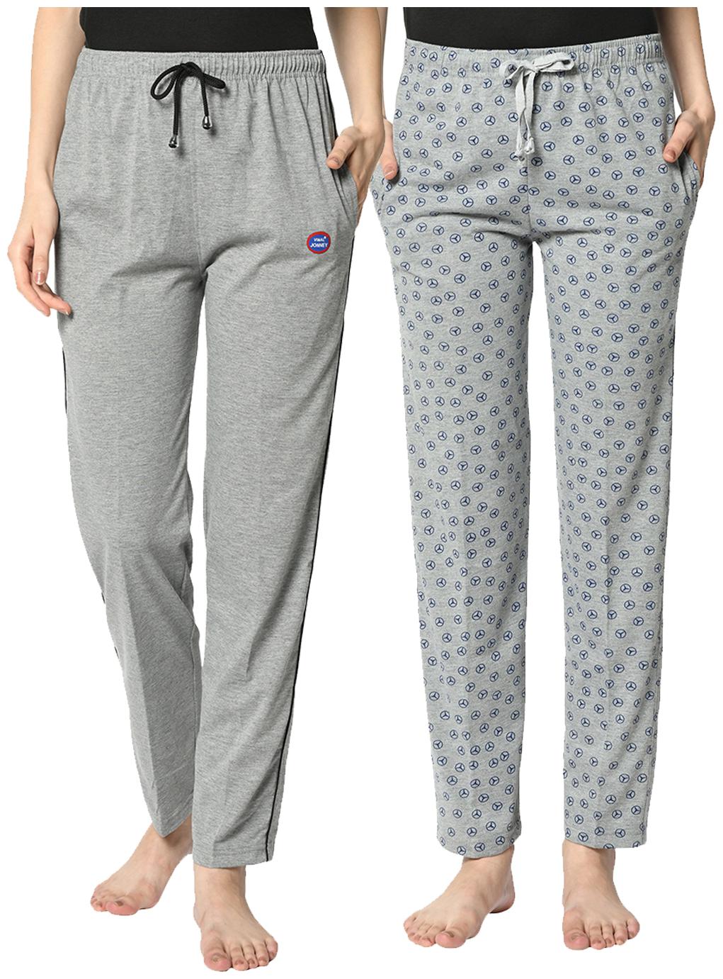 

VIMAL JONNEY Cotton Blend Printed Grey Color Track Pants For Women (Pack Of 2)