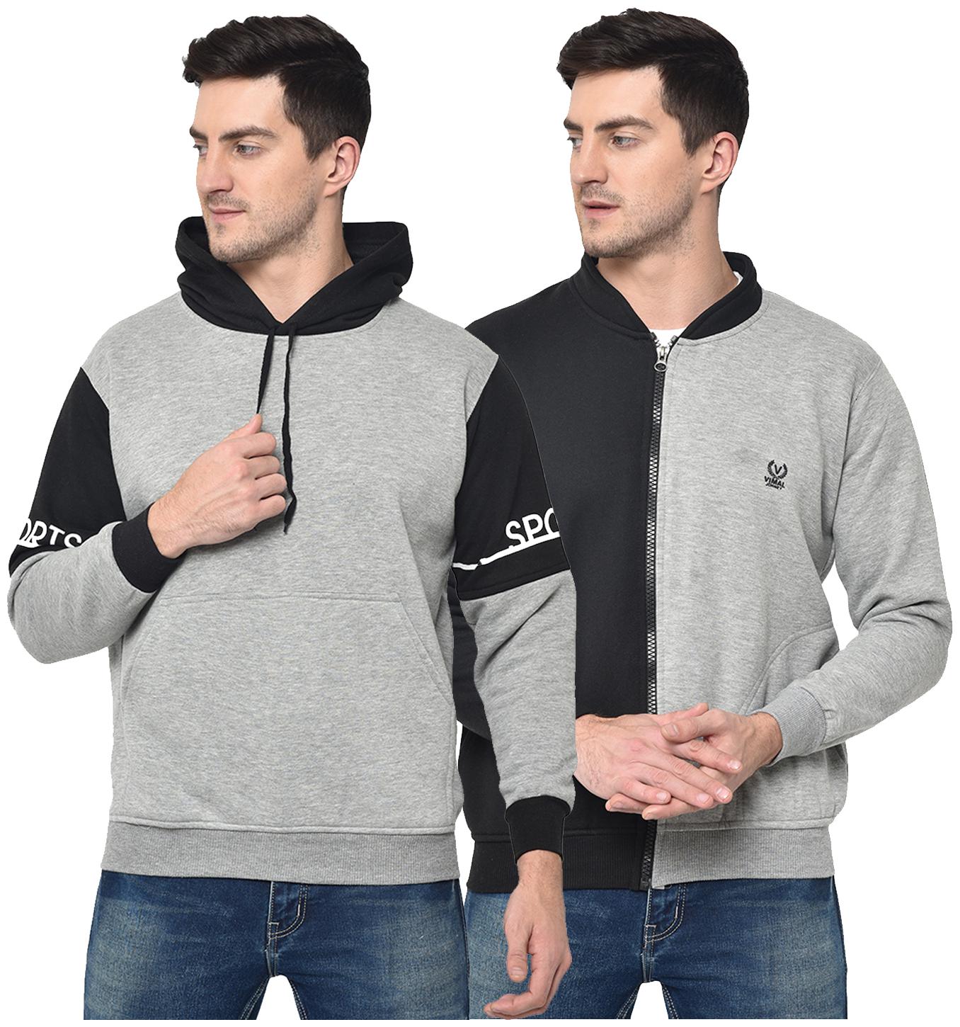 

VIMAL JONNEY Men Black Grey Hooded Hoodie