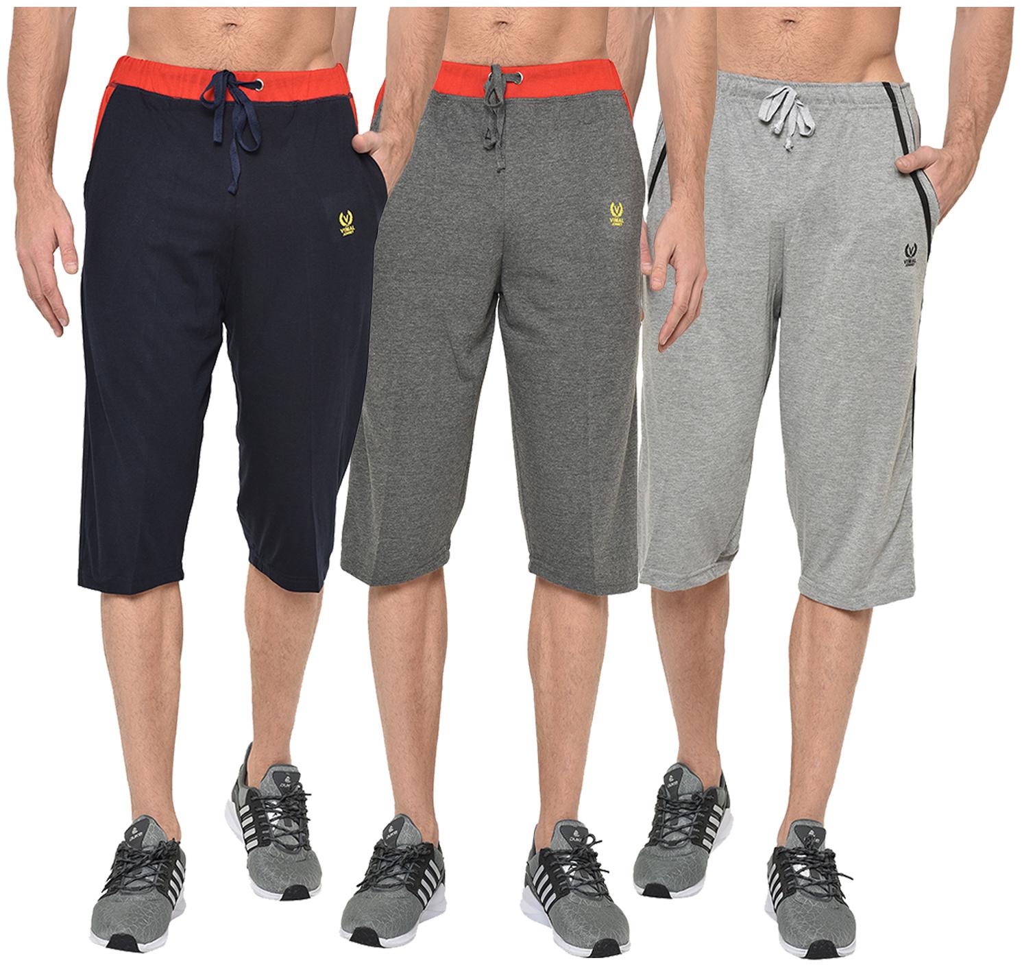 

VIMAL JONNEY Men Navy Blue Grey Regular Fit Regular Shorts