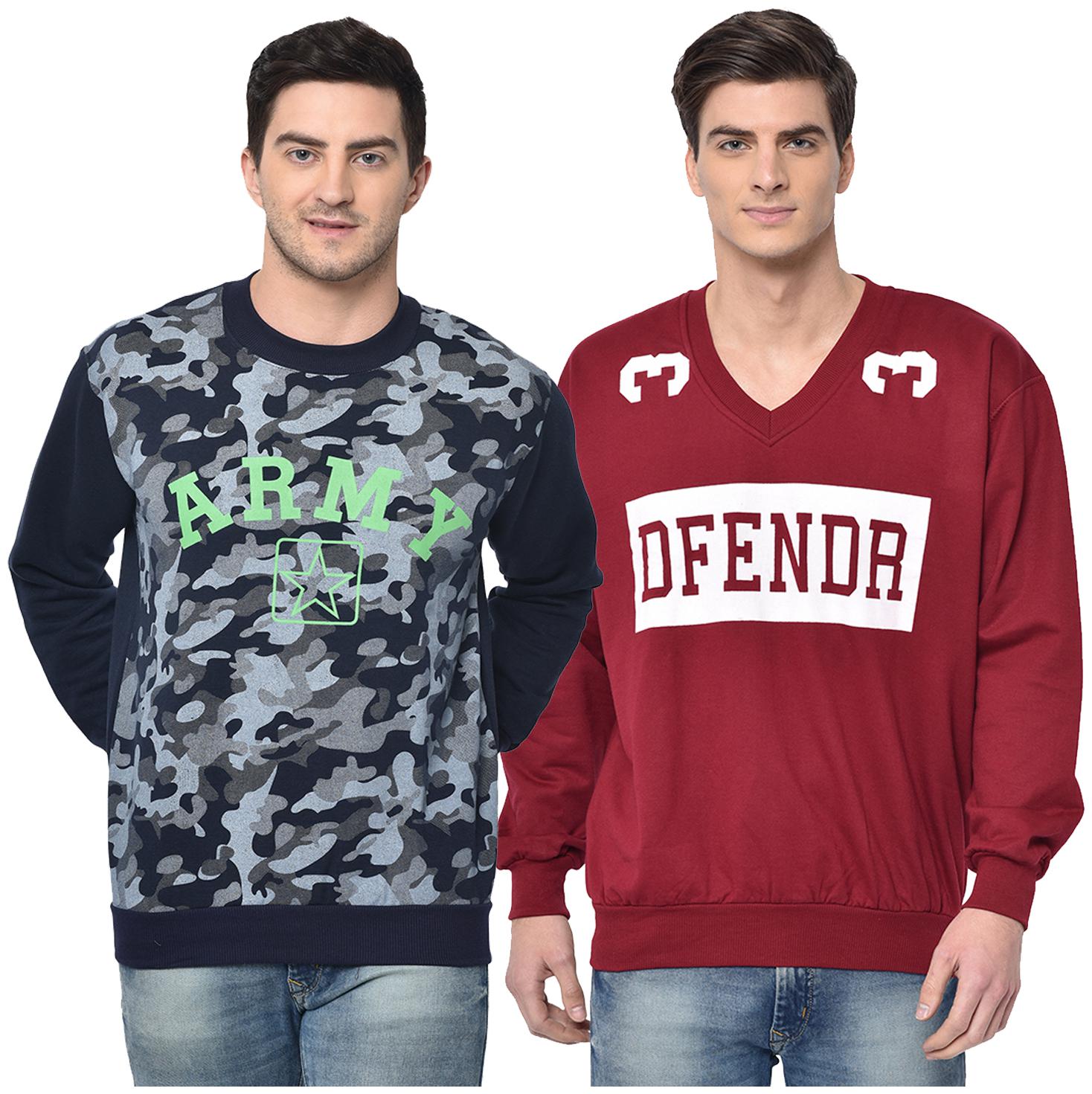 

VIMAL JONNEY Men Blue Maroon Round neck Sweatshirt