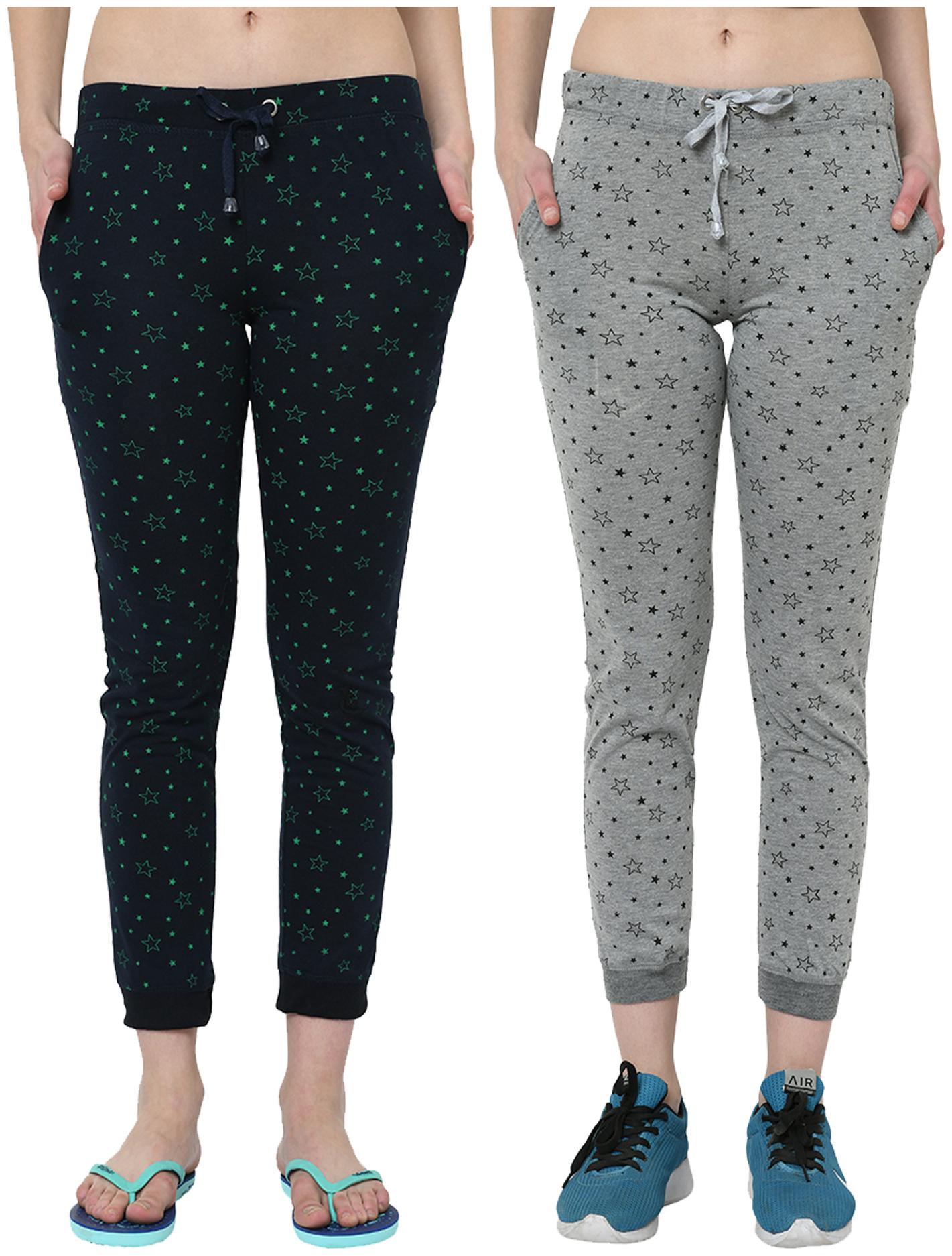 

VIMAL JONNEY Women Cotton Blend Printed Navy Grey Joggers