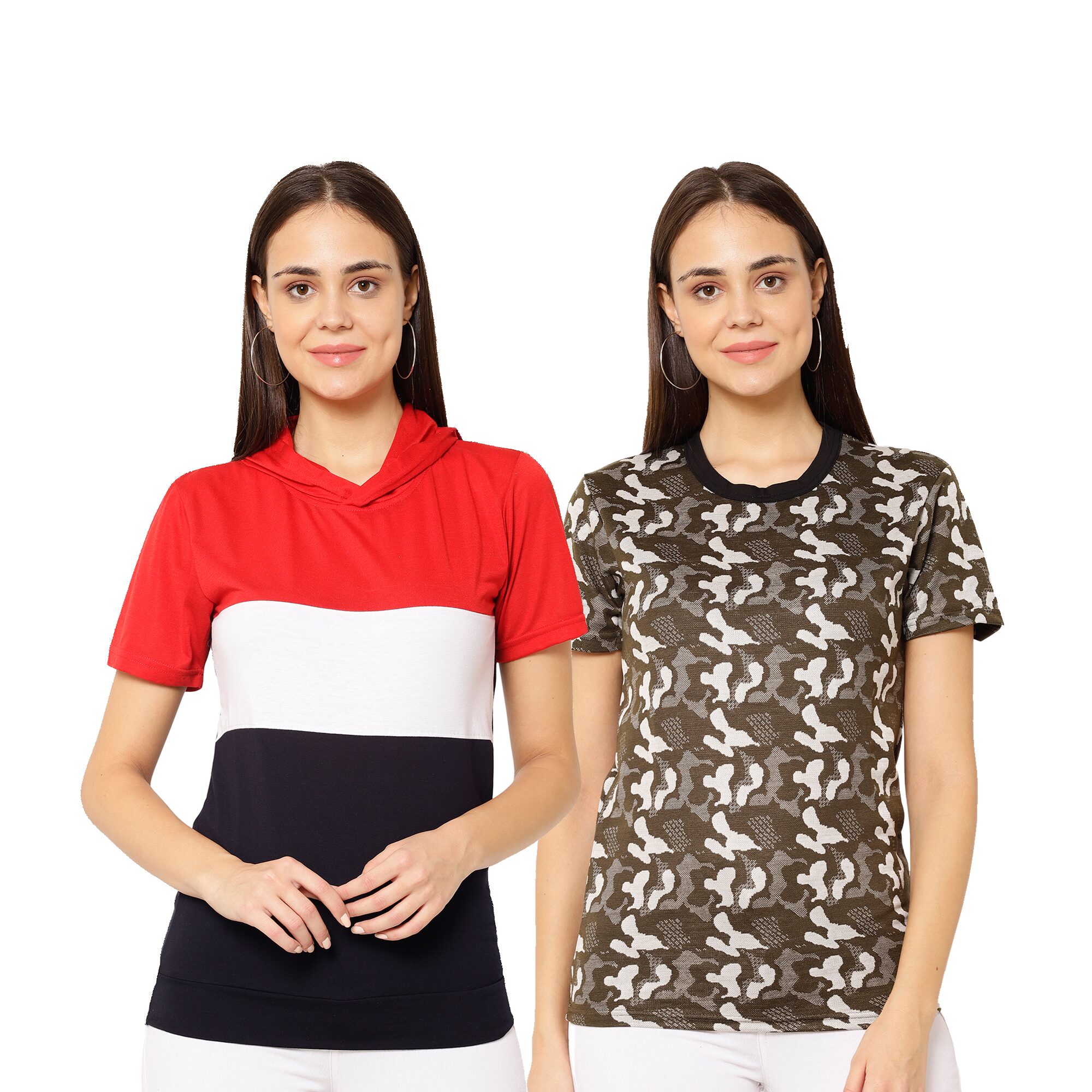 

VIMAL JONNEY Women Multi Regular fit Round neck Cotton T shirt