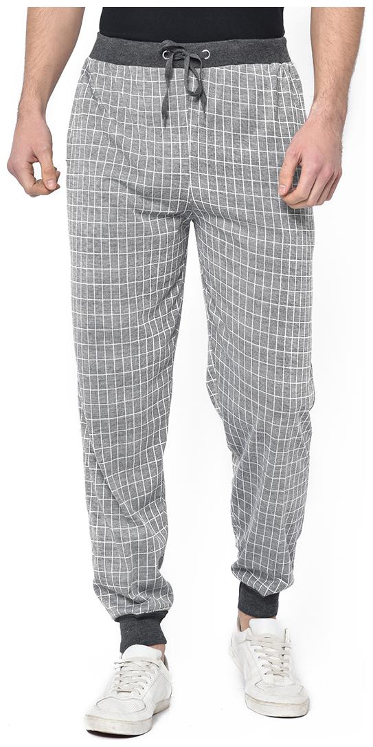 

Vimal Jonney Cotton Blend Checked Grey Joggers For Men