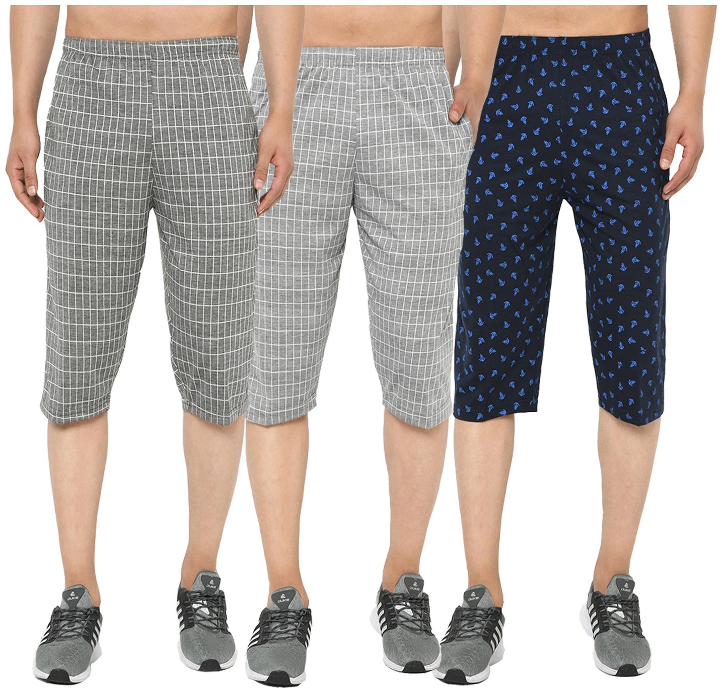 

VIMAL JONNEY Men Grey Navy Blue Regular Fit Regular Shorts