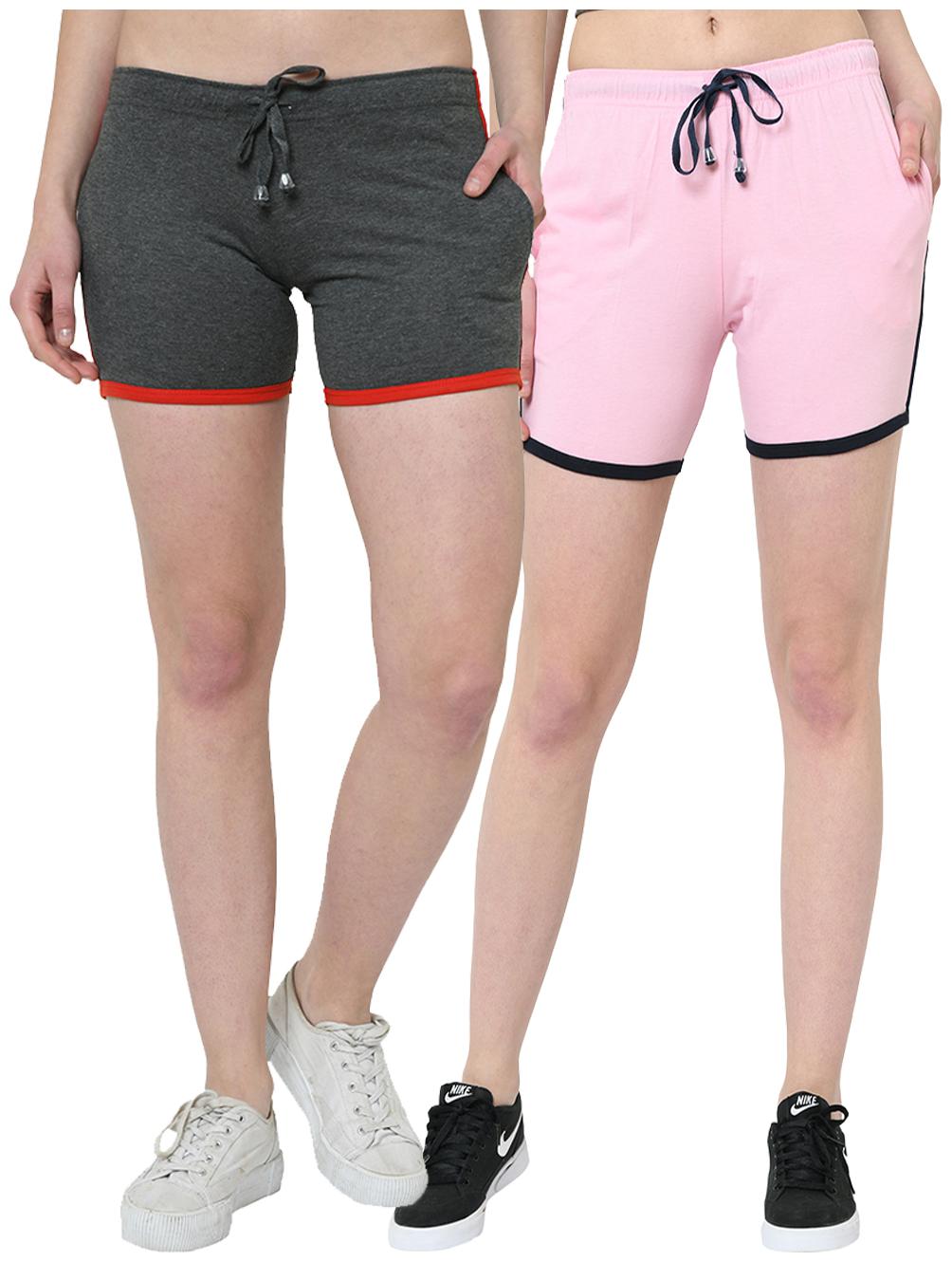 

VIMAL JONNEY Women Solid Regular shorts - Grey Pink