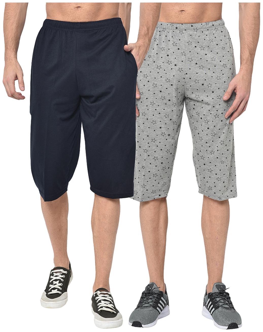 

VIMAL JONNEY Men Navy Blue Grey Regular Fit Regular Shorts