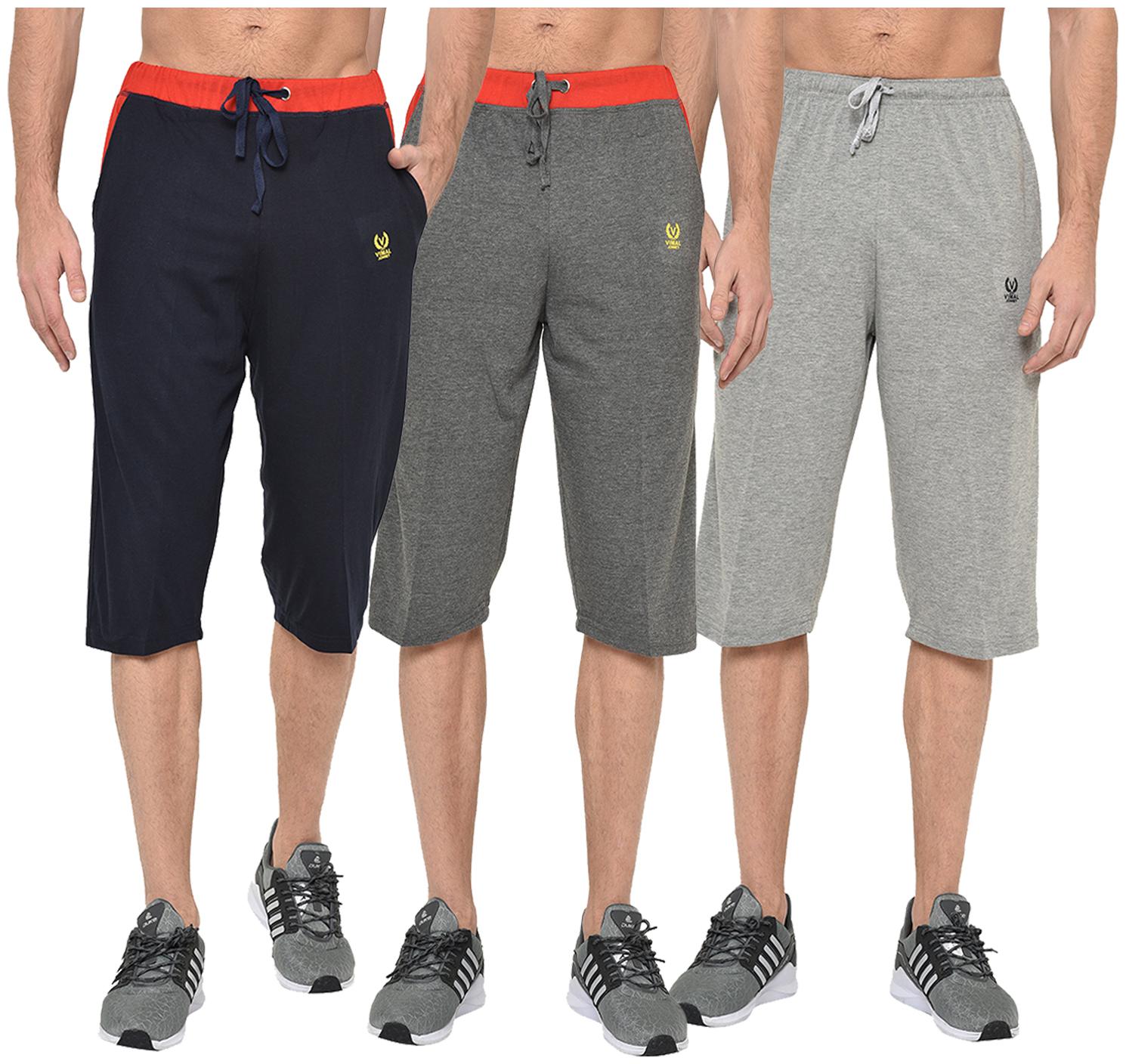 

VIMAL JONNEY Men Navy Blue Grey Regular Fit Regular Shorts