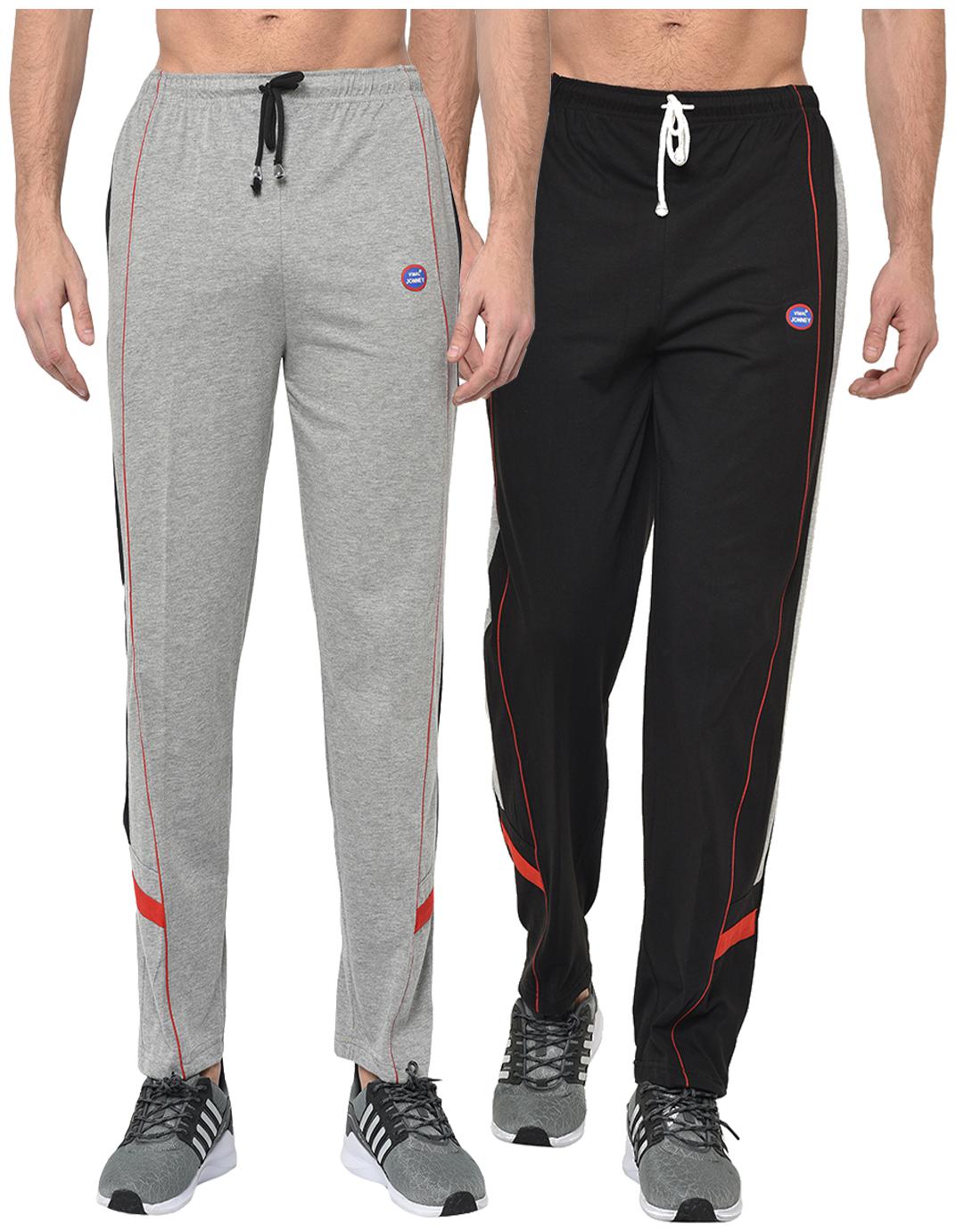 

VIMAL JONNEY Men Black Grey Solid Regular fit Track pants