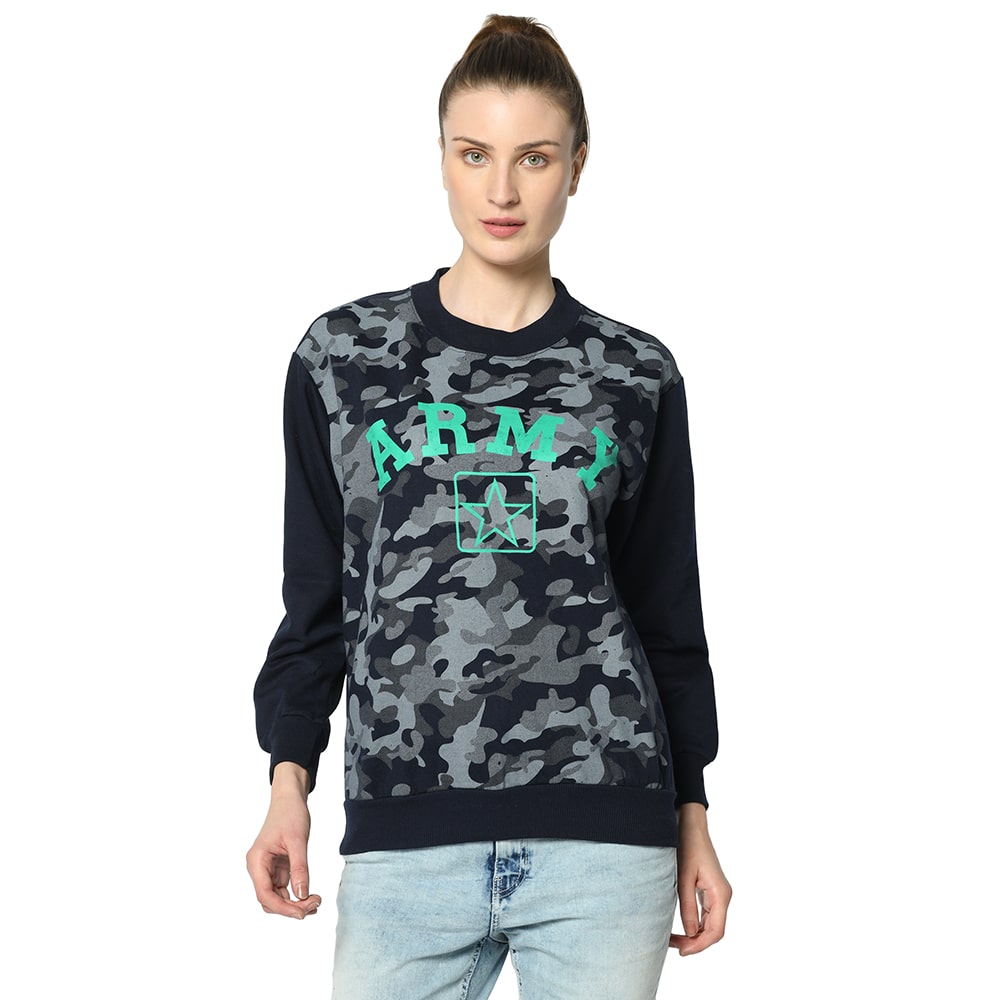 

VIMAL JONNEY Women Printed Sweatshirt - Blue