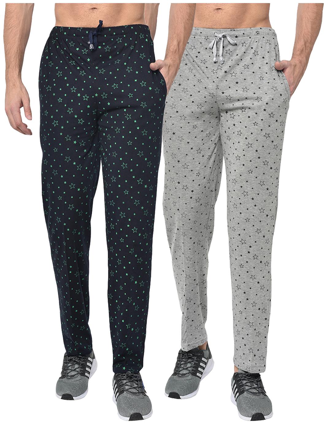 

VIMAL JONNEY Cotton Blend Printed Grey Navy Blue Track Pants For Men