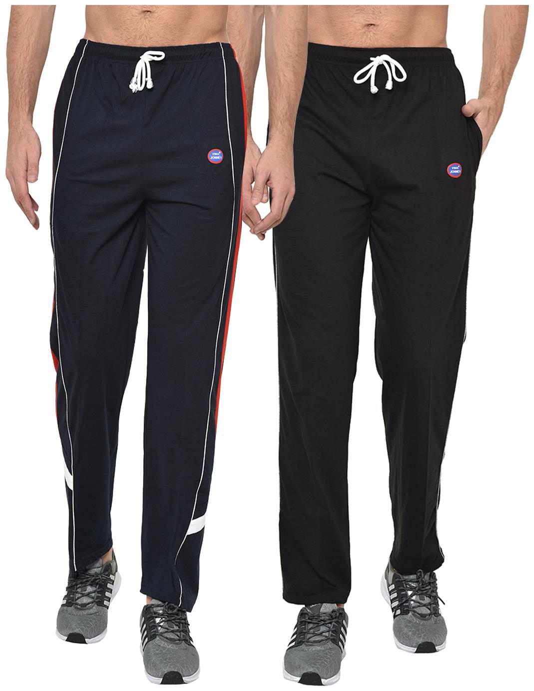 

VIMAL JONNEY Men Black Navy blue Solid Regular fit Track pants