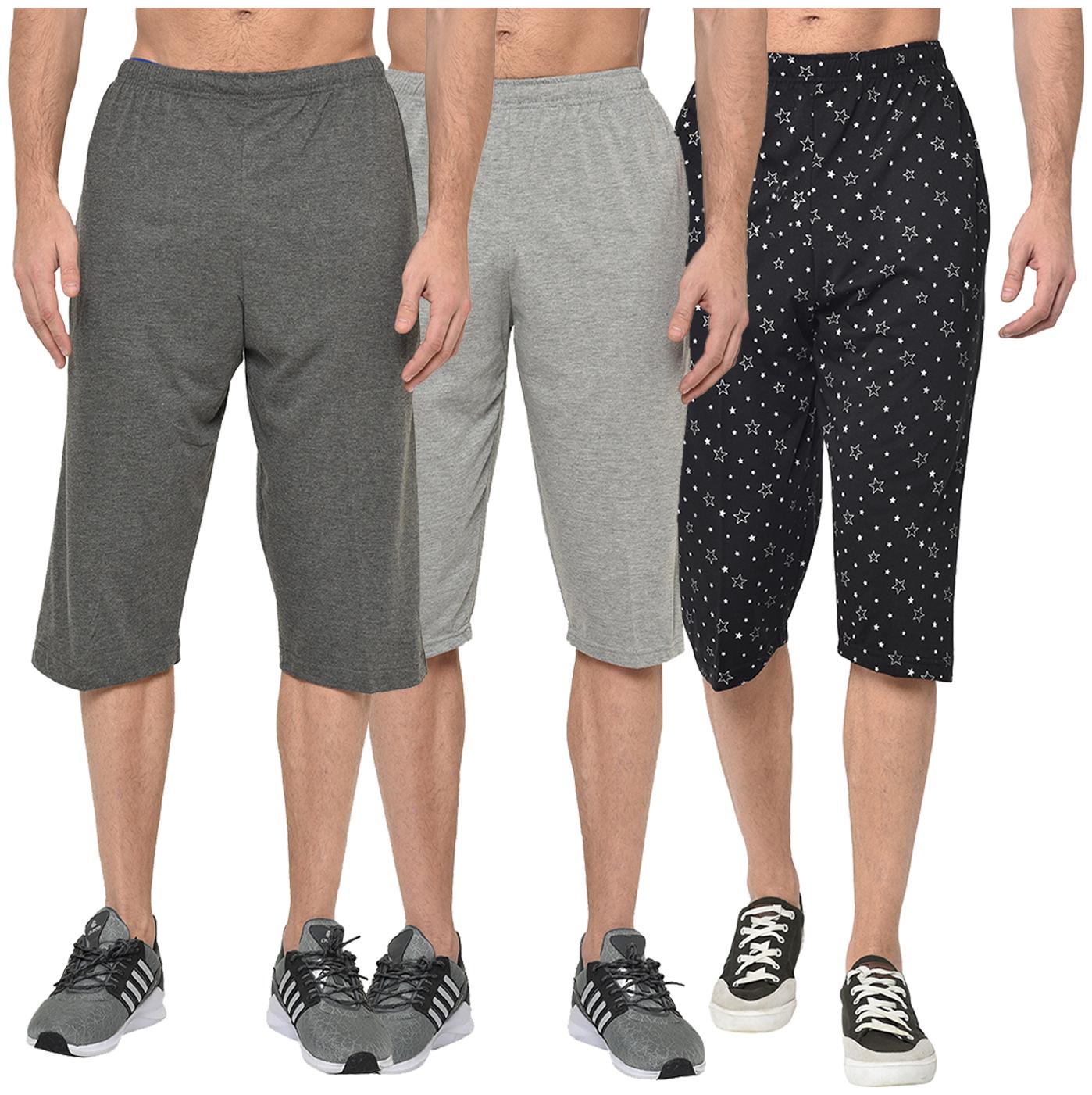 

VIMAL JONNEY Men Grey Black Regular Fit Regular Shorts